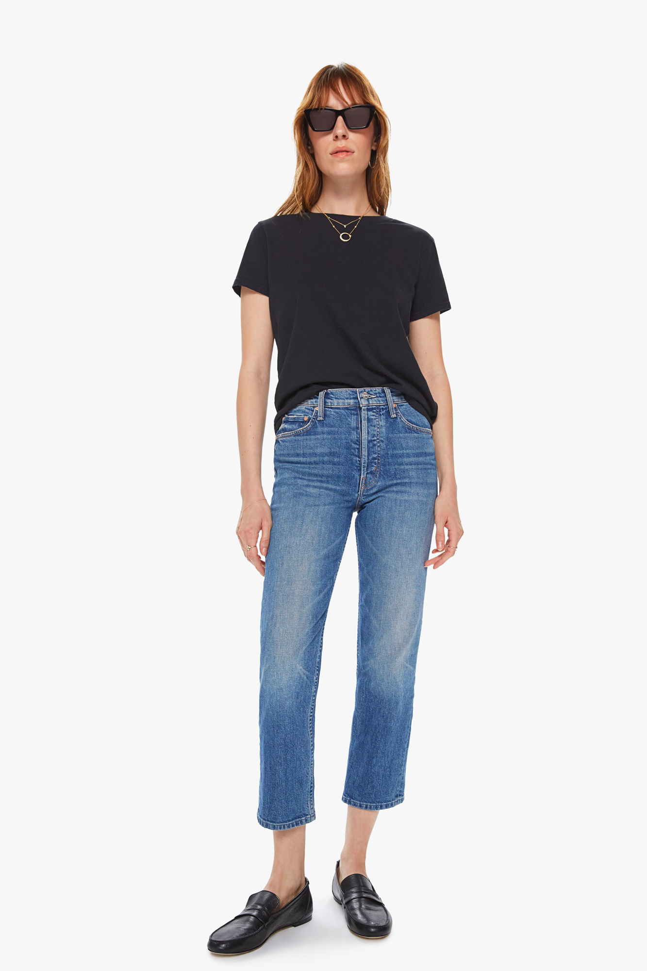 The Tomcat jeans offer style and durability. Made from semi-rigid SUPERIOR denim, the high-rise, ankle-length straight leg jeans feature a button fly and whiskering and fading details for a classic look.