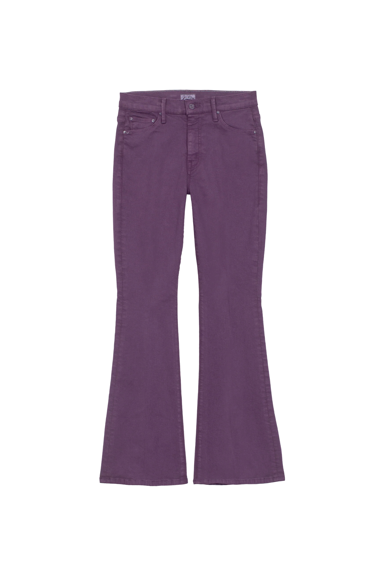 The Weekender flare from Mother is comfortable, stylish, and versatile. Crafted from a cotton blend with a touch of stretch, this mid-rise 31-inch inseam pant comes in a fashionable blackberry-purple and has a clean hem finish. Perfect for any weekend adventure.