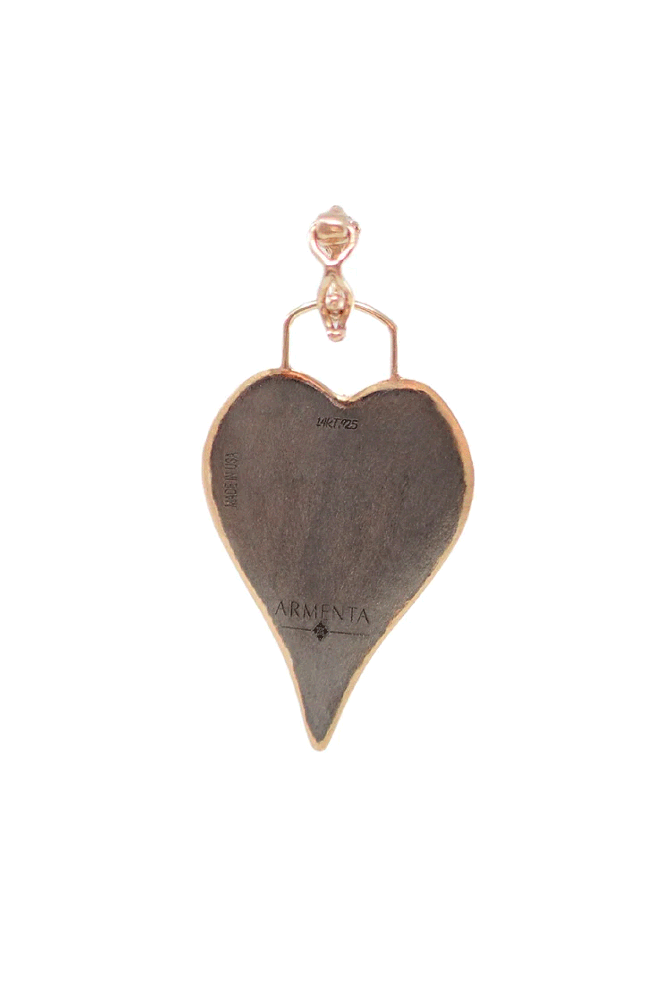 14K Yellow Gold and Gunmetal Sterling Silver 30mm Heart Shield Enhancer