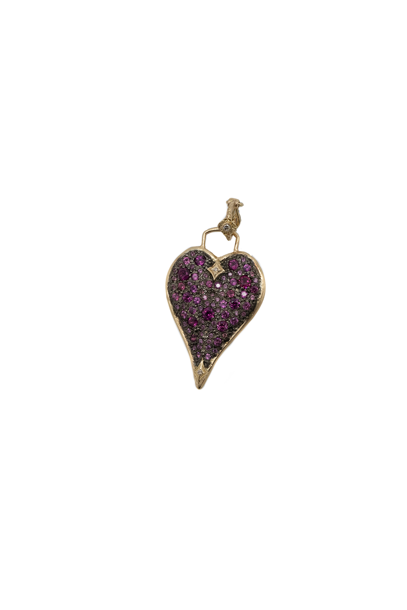 14K Yellow Gold and Gunmetal Sterling Silver 30mm Heart Shield Enhancer
