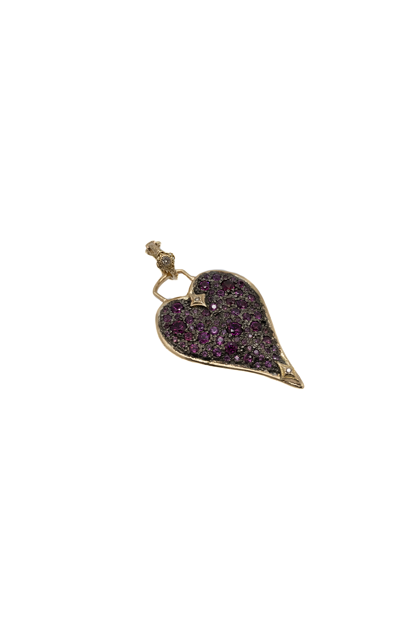 14K Yellow Gold and Gunmetal Sterling Silver 30mm Heart Shield Enhancer