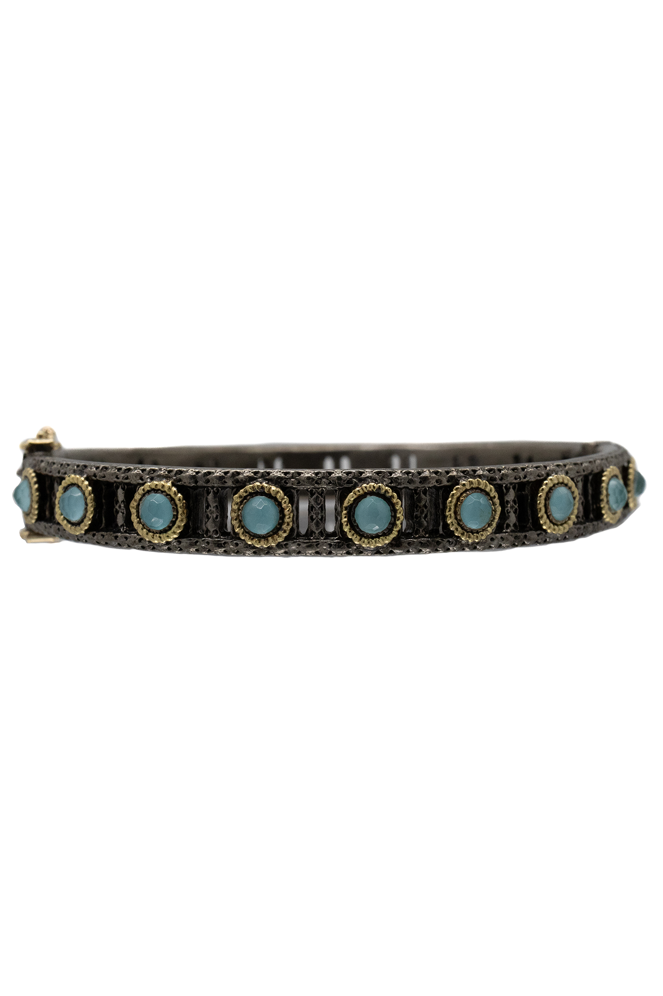 18K Yellow Gold & Grey Sterling Silver Huggie Bracelet