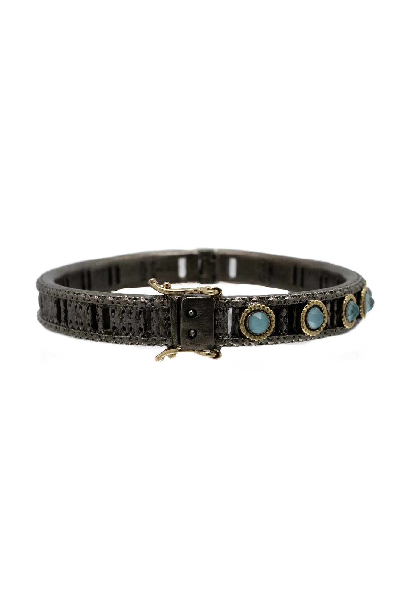 18K Yellow Gold & Grey Sterling Silver Huggie Bracelet