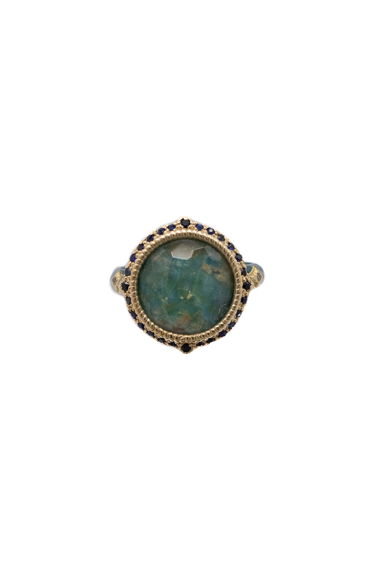 14K Rose Gold and Sterling Silver Enamel Teal Crivelli Ring