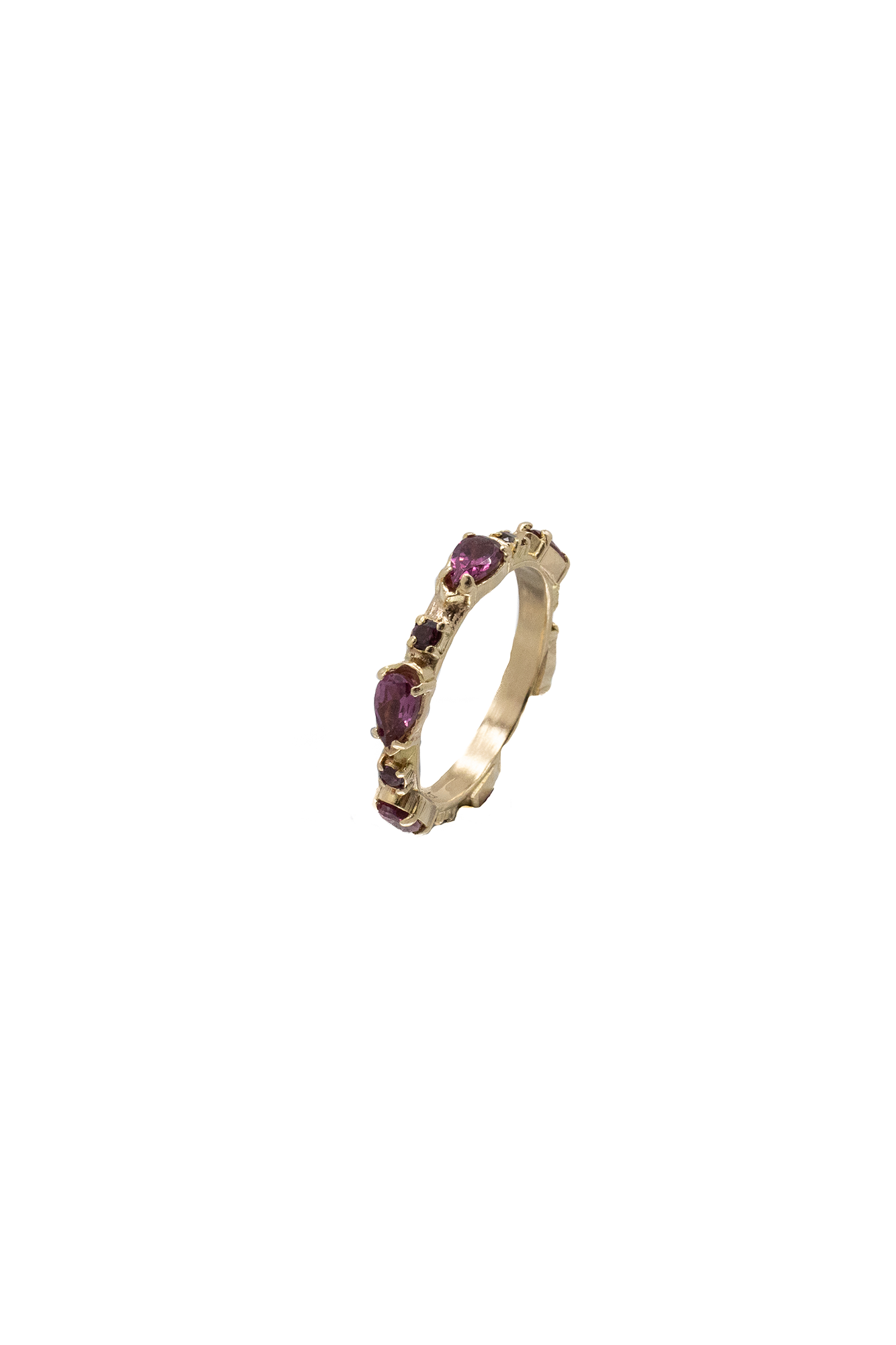 14K Rose Gold with Pear Rhodolite Ring