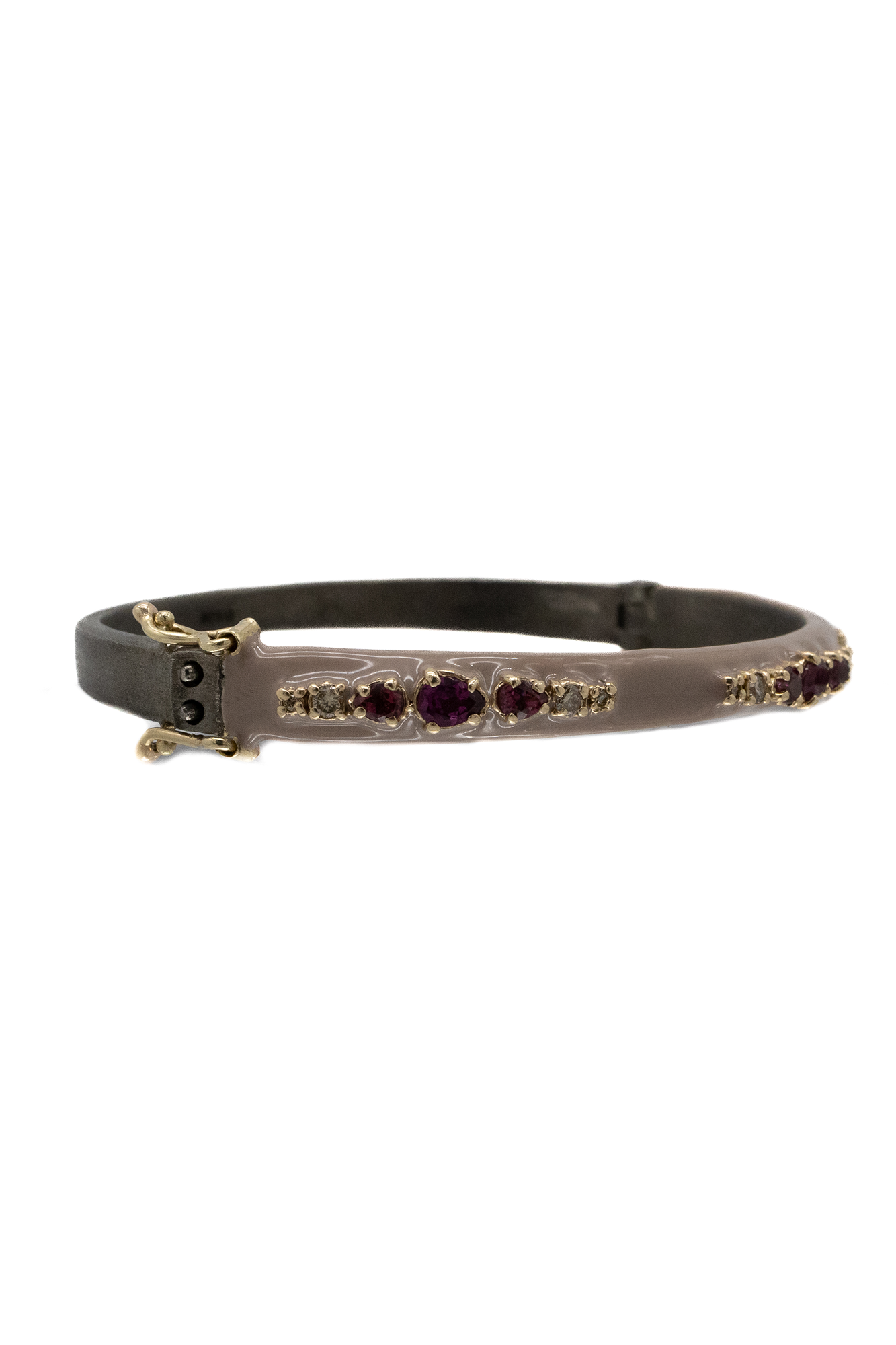 14K Rose Gold & Grey Sterling Silver Enamel Bracelet