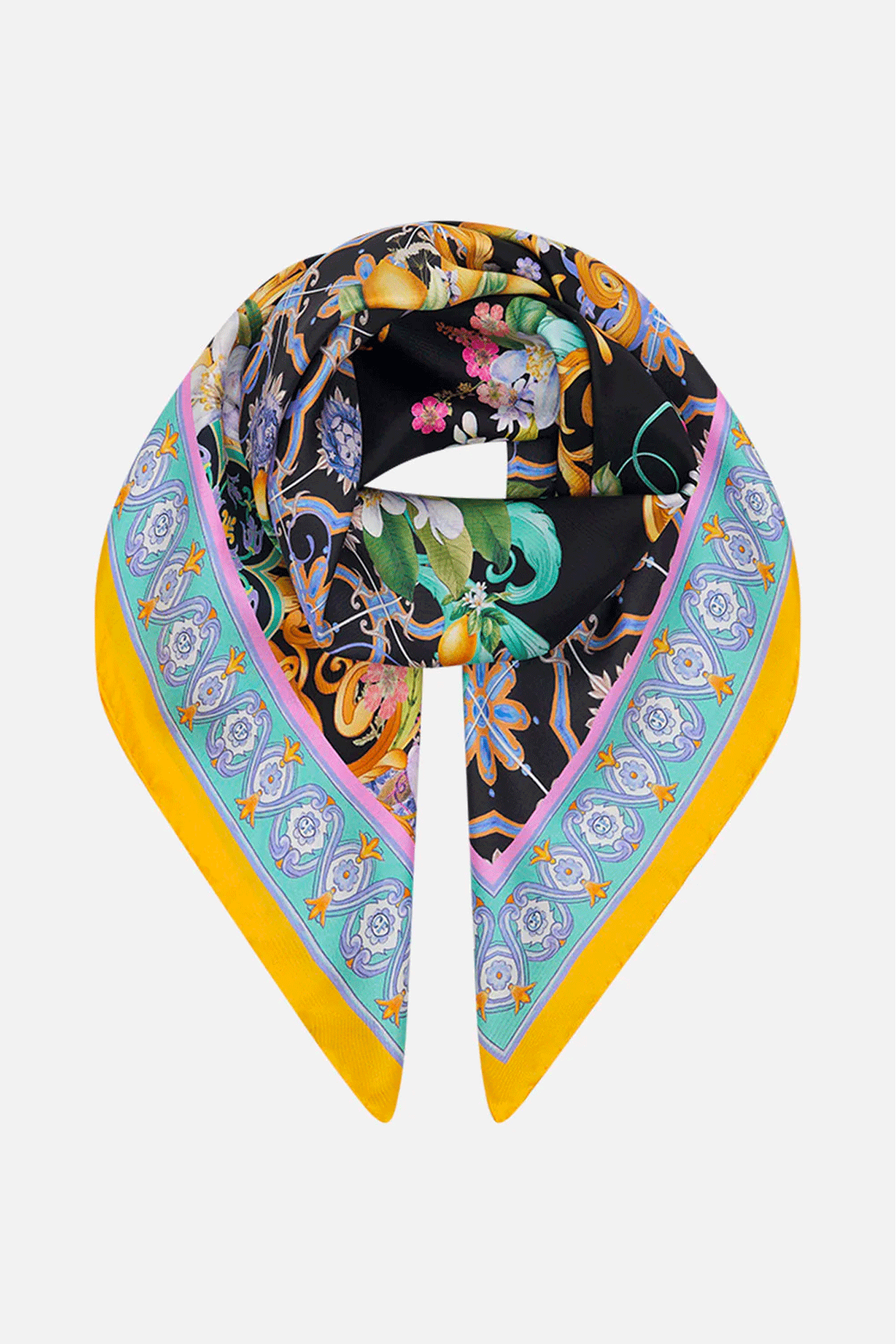 The Meet Me In Marchesa Silk Square Scarf from Camilla is perfect for a polished summer look.