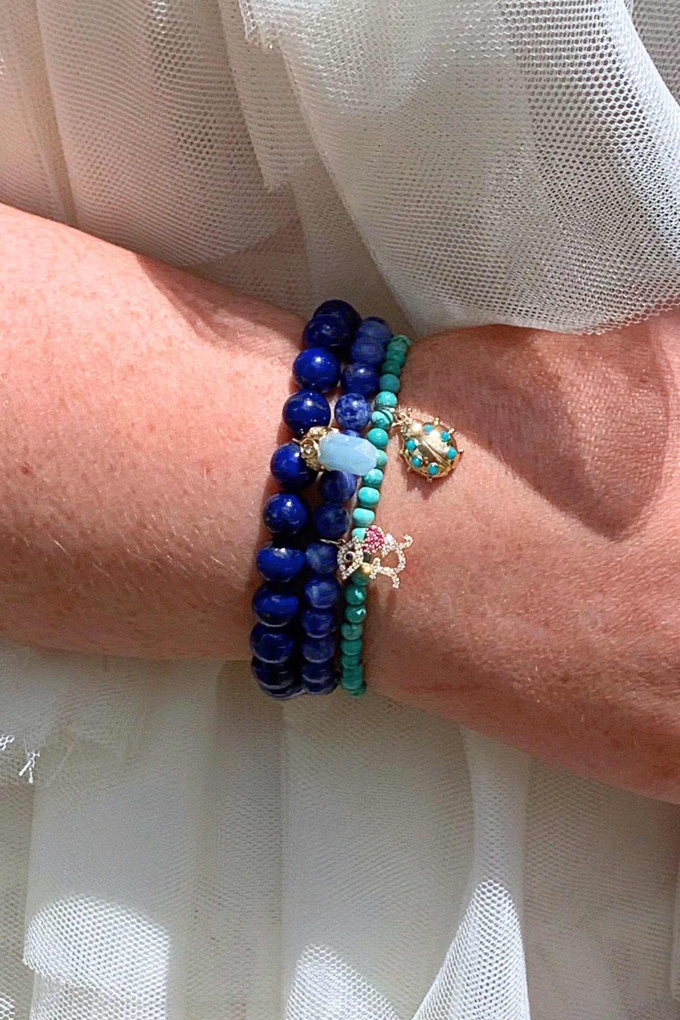 Ladybug Turquoise Beaded Bracelet
