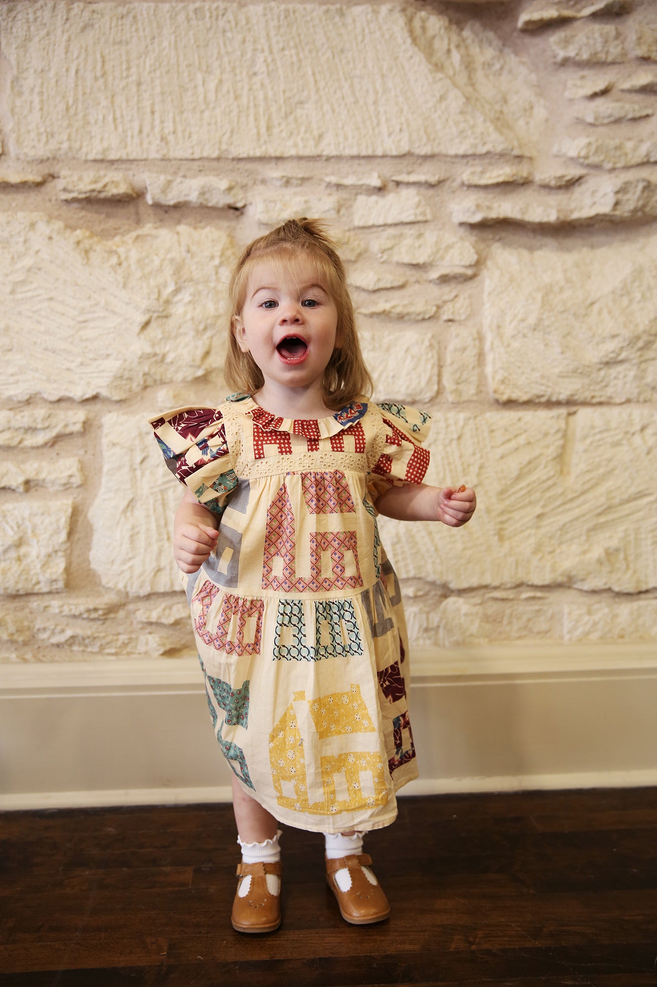 Anneliese Patchwork Short Sleeve Dress