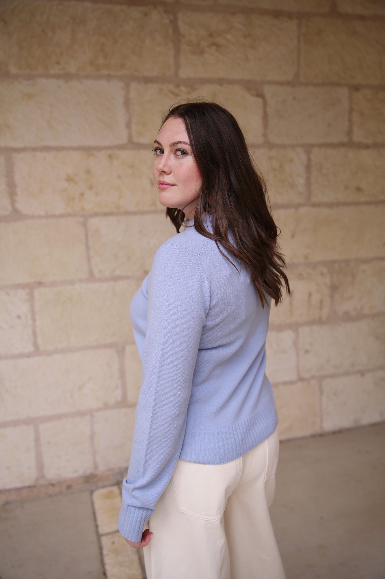 Cashmere Crew Neck Sweater Porcelain Blue