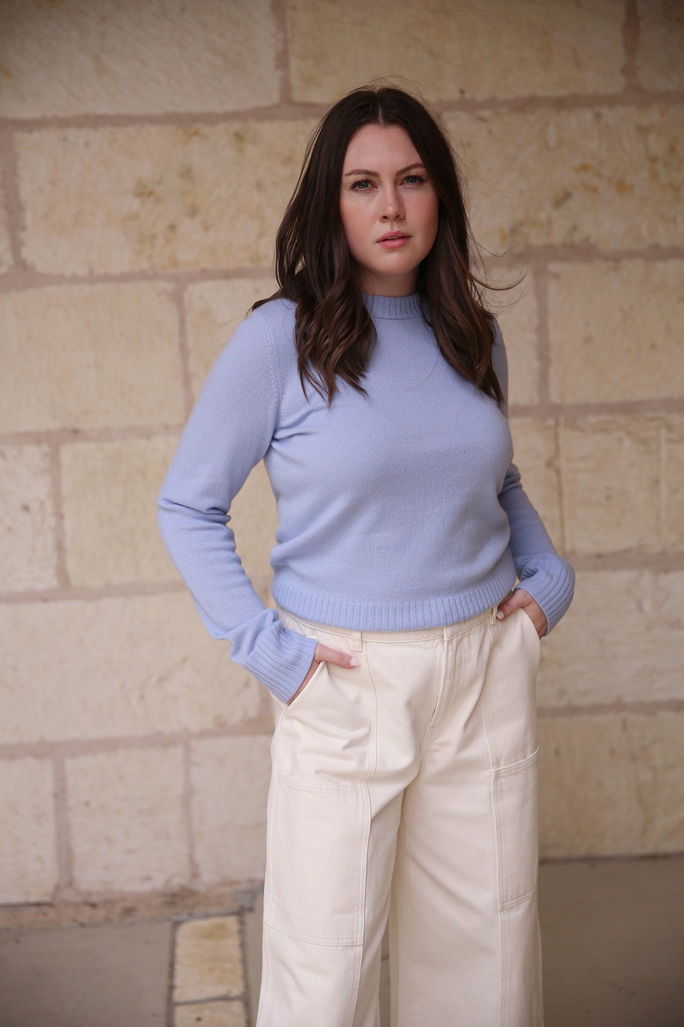Cashmere Crew Neck Sweater Porcelain Blue