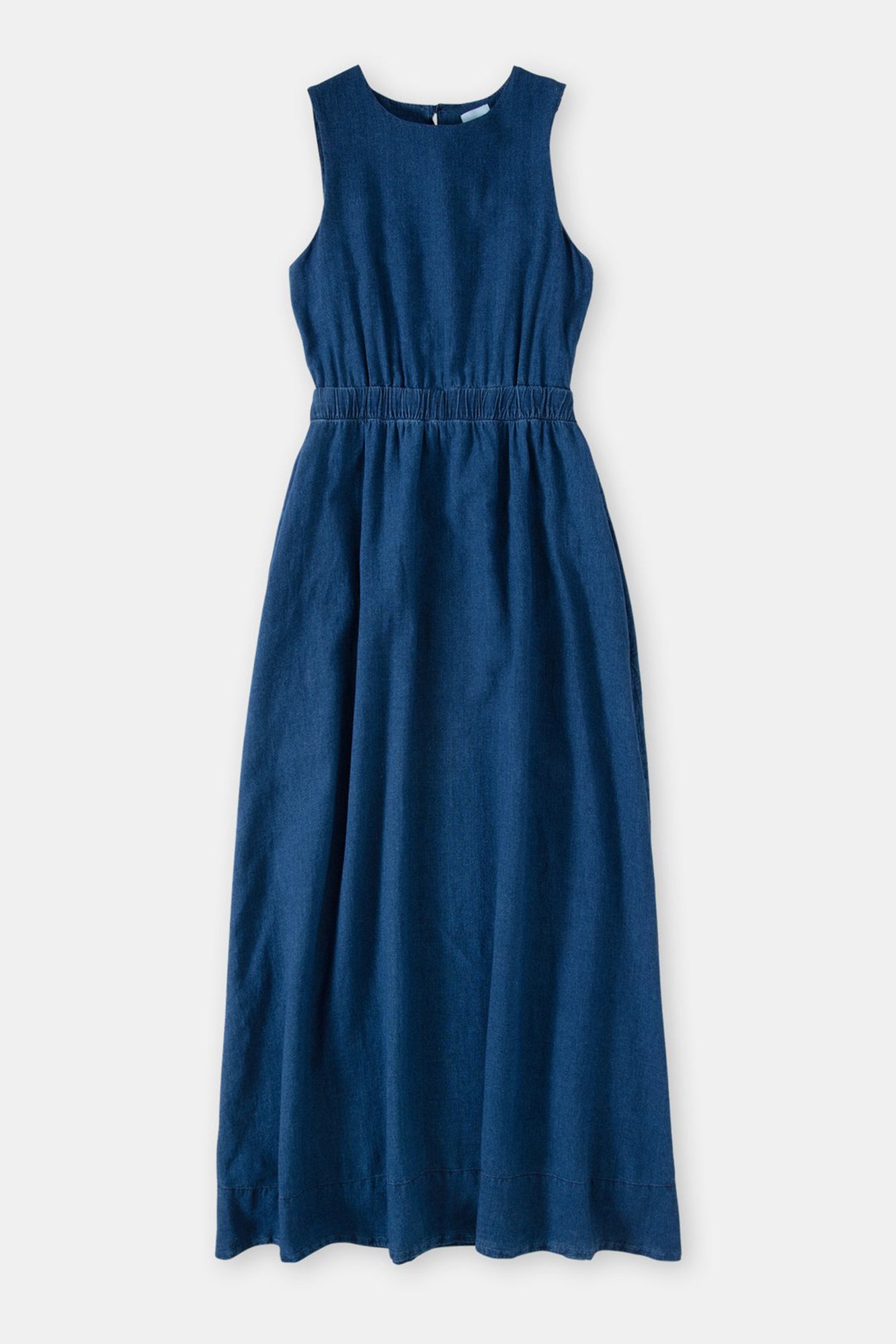 Linen-Mix Maxi Dress Dark Blue