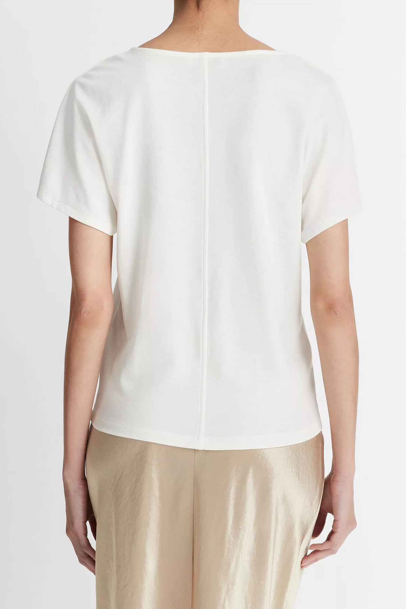 Cotton Flutter Dolman-Sleeve V-Neck T-Shirt Off White