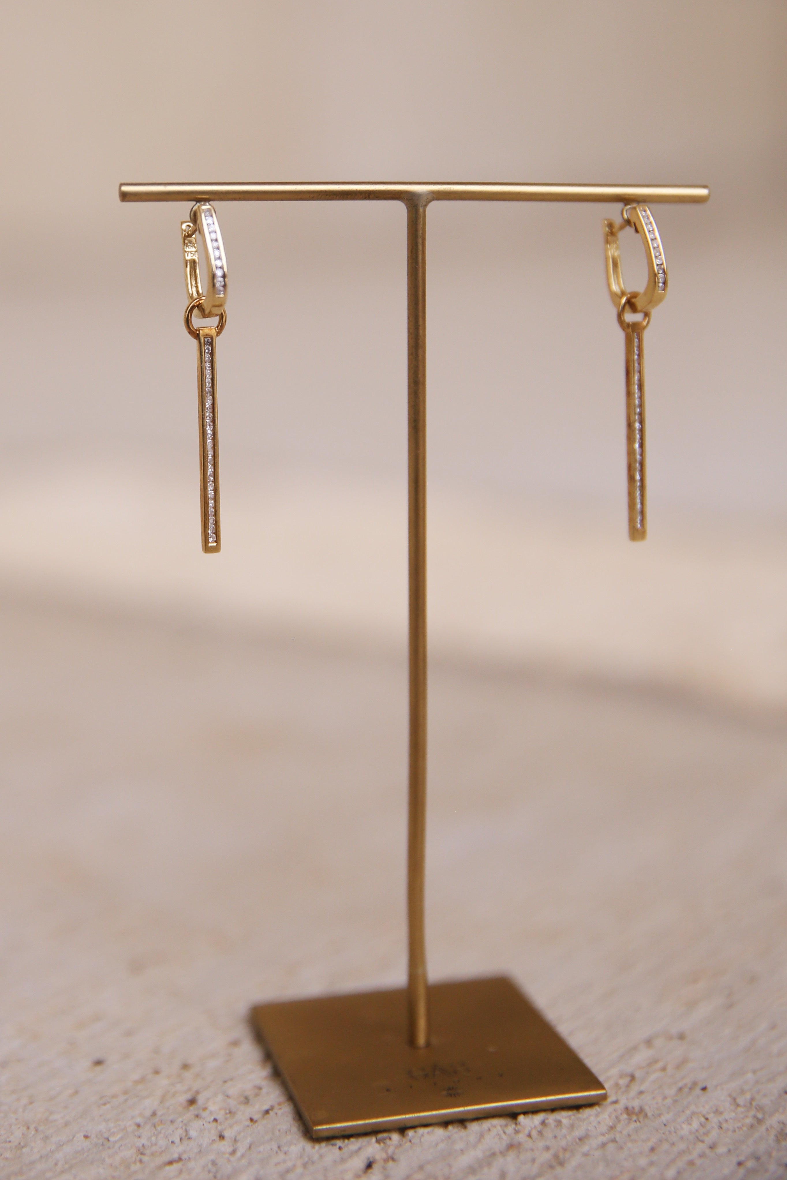 Diamond Channel Set 14K YG Earrings Set