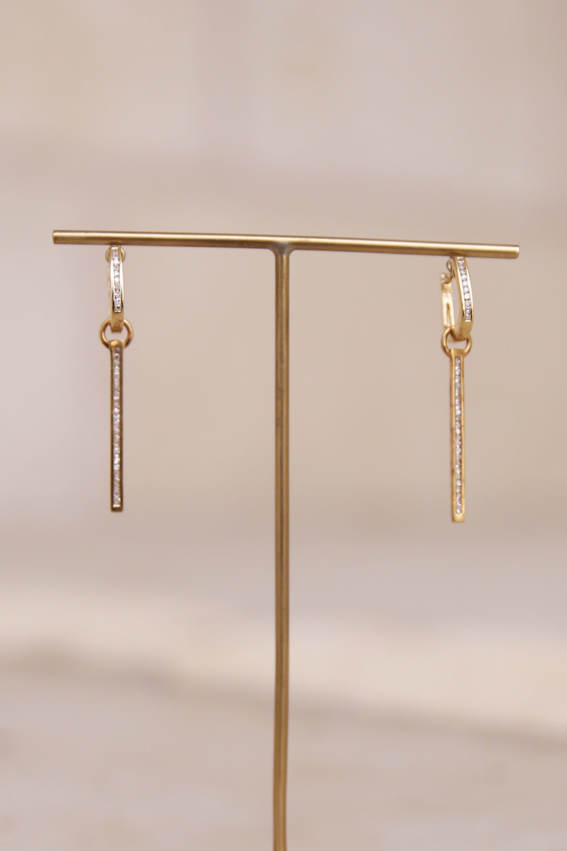Diamond Channel Set 14K YG Earrings Set