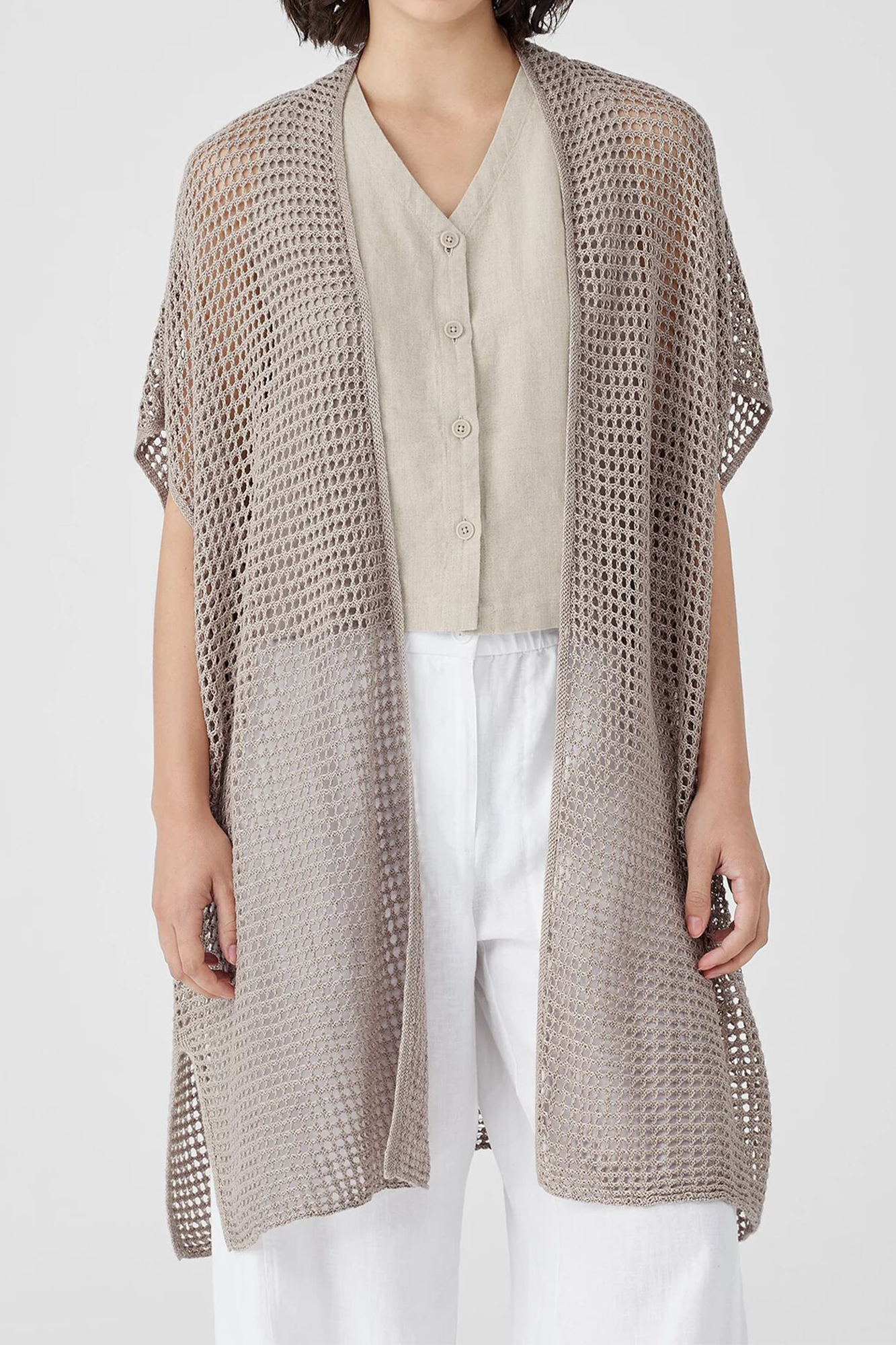 Organic Linen Délavé Long Cardigan Natural