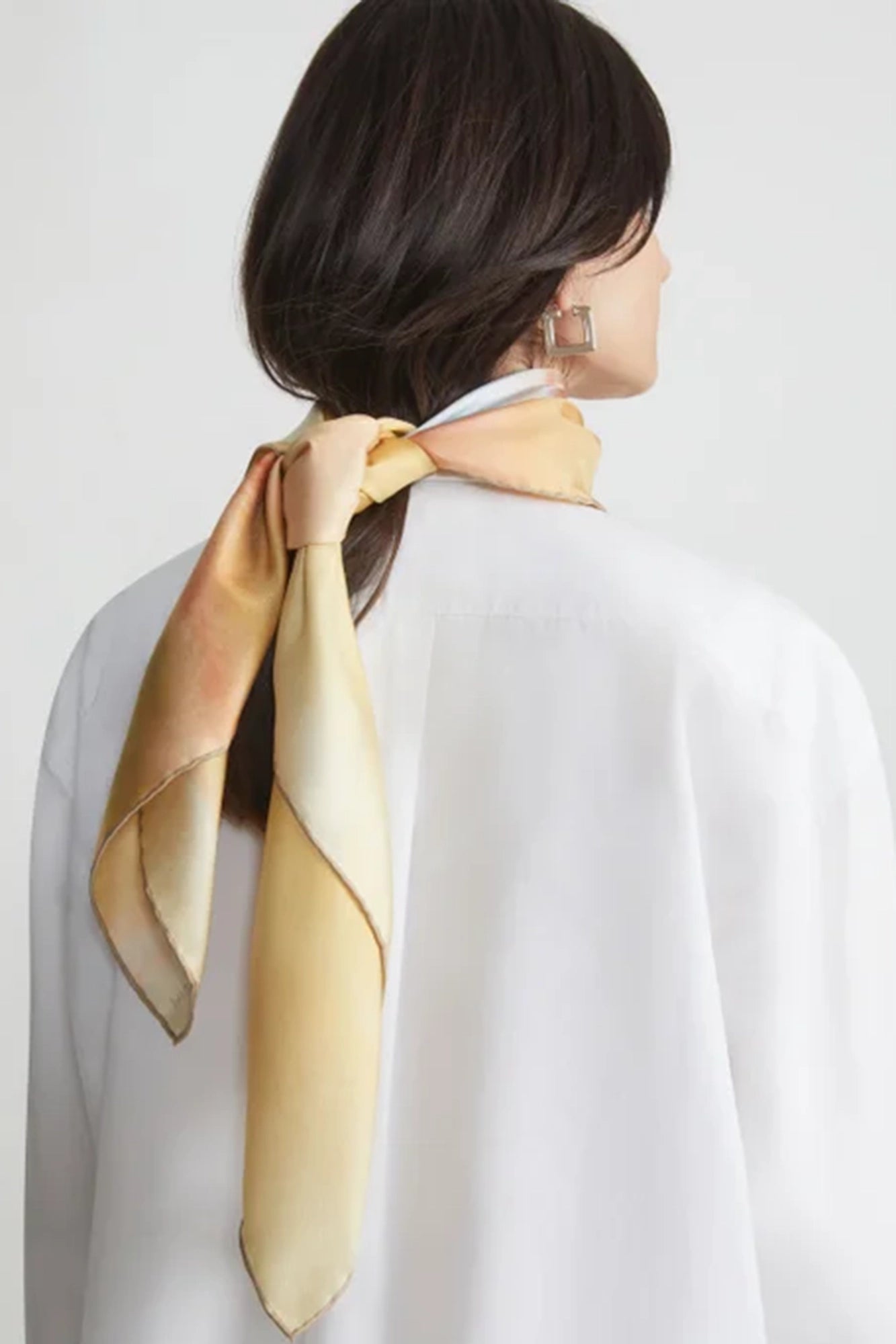 Horizon Print Silk Twill Scarf Gravel Multi
