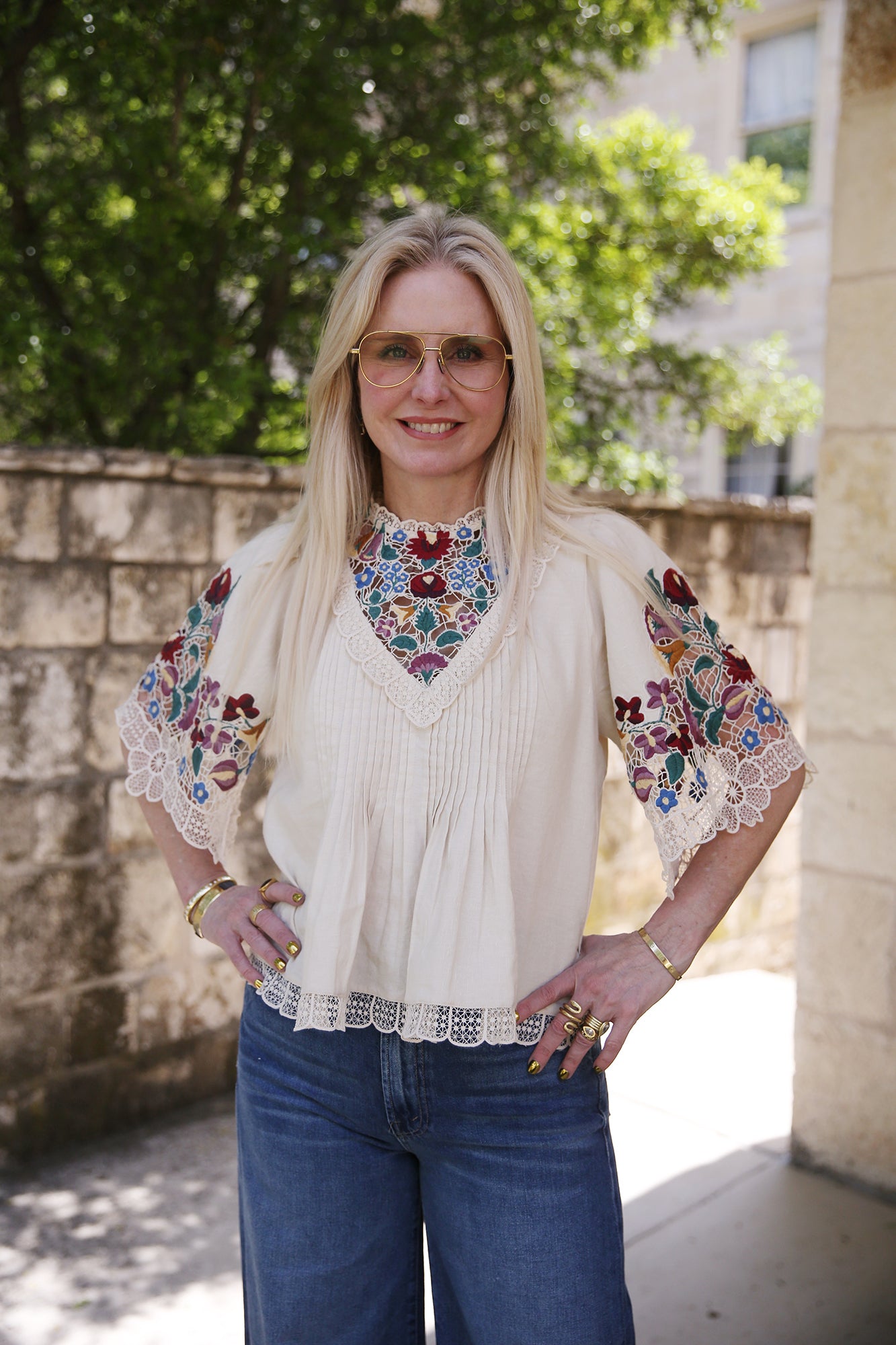 Katharine Embroidery Short Sleeve Top