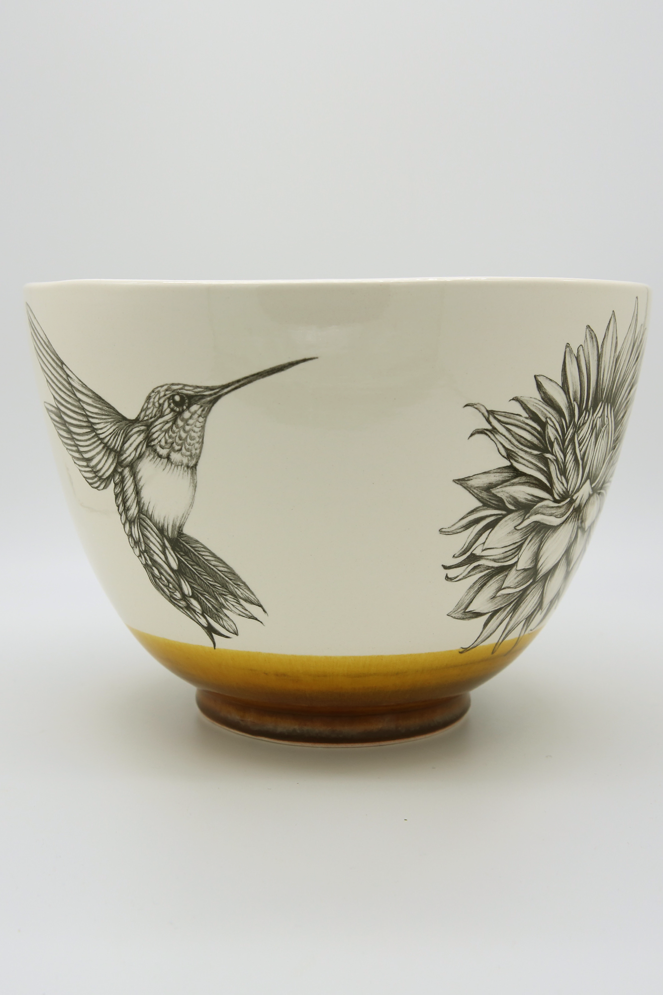 ZINDEL Large Bowl Hummingbird #4 - Amber
