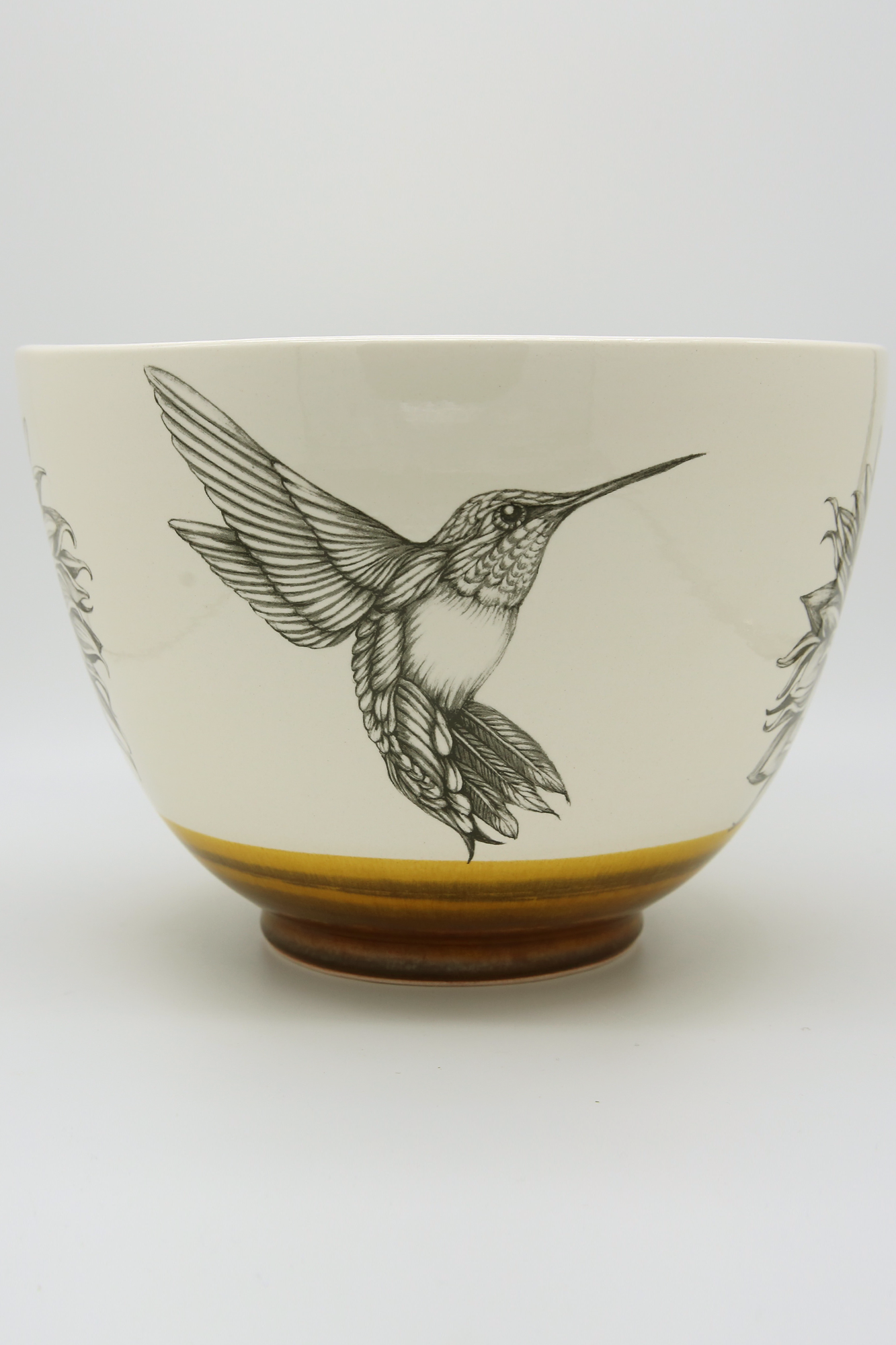 ZINDEL Large Bowl Hummingbird #4 - Amber