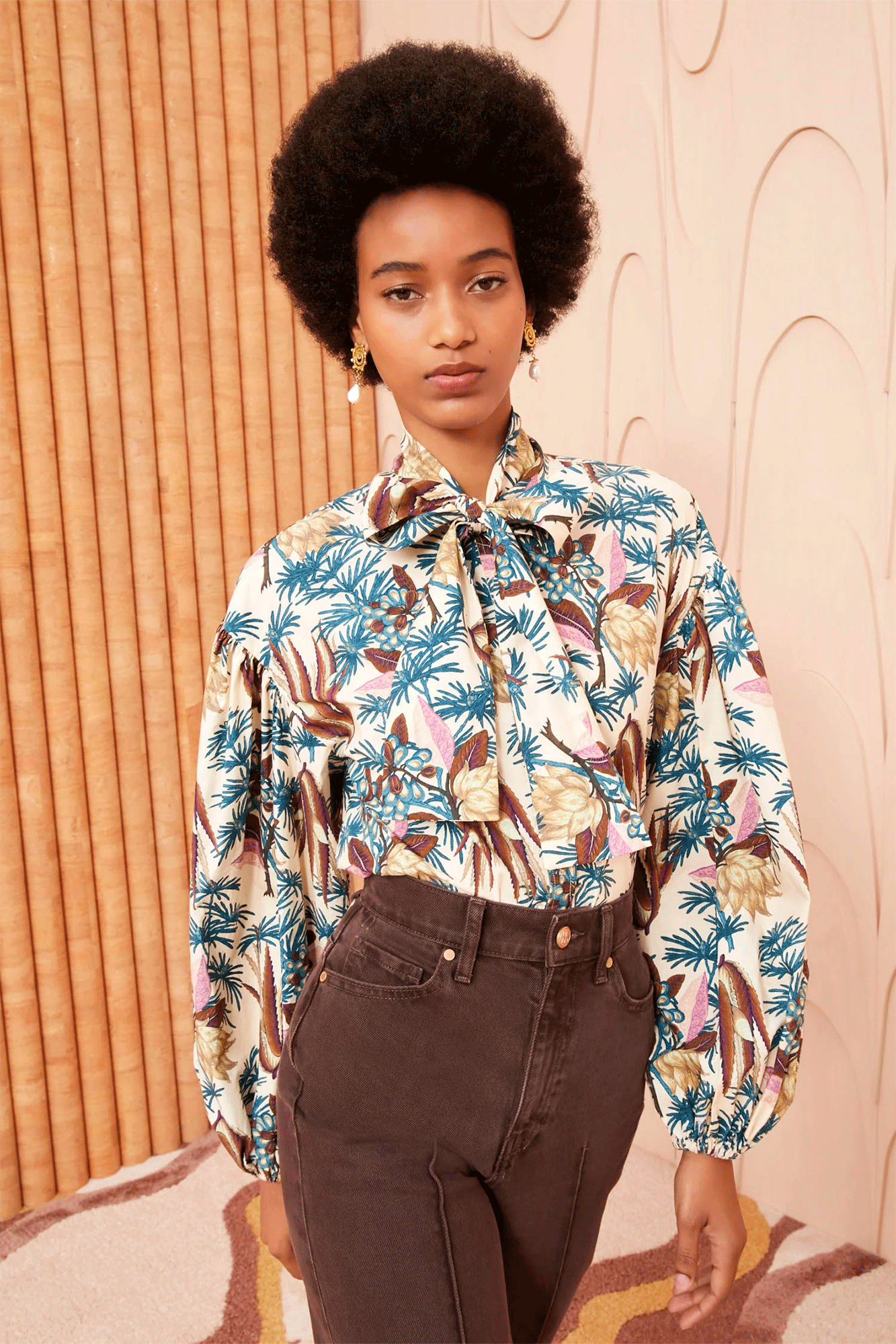 botanical print blouse