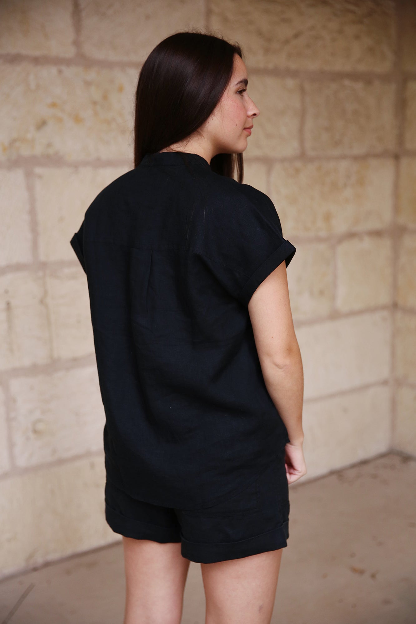 London Linen Short Sleeve Black