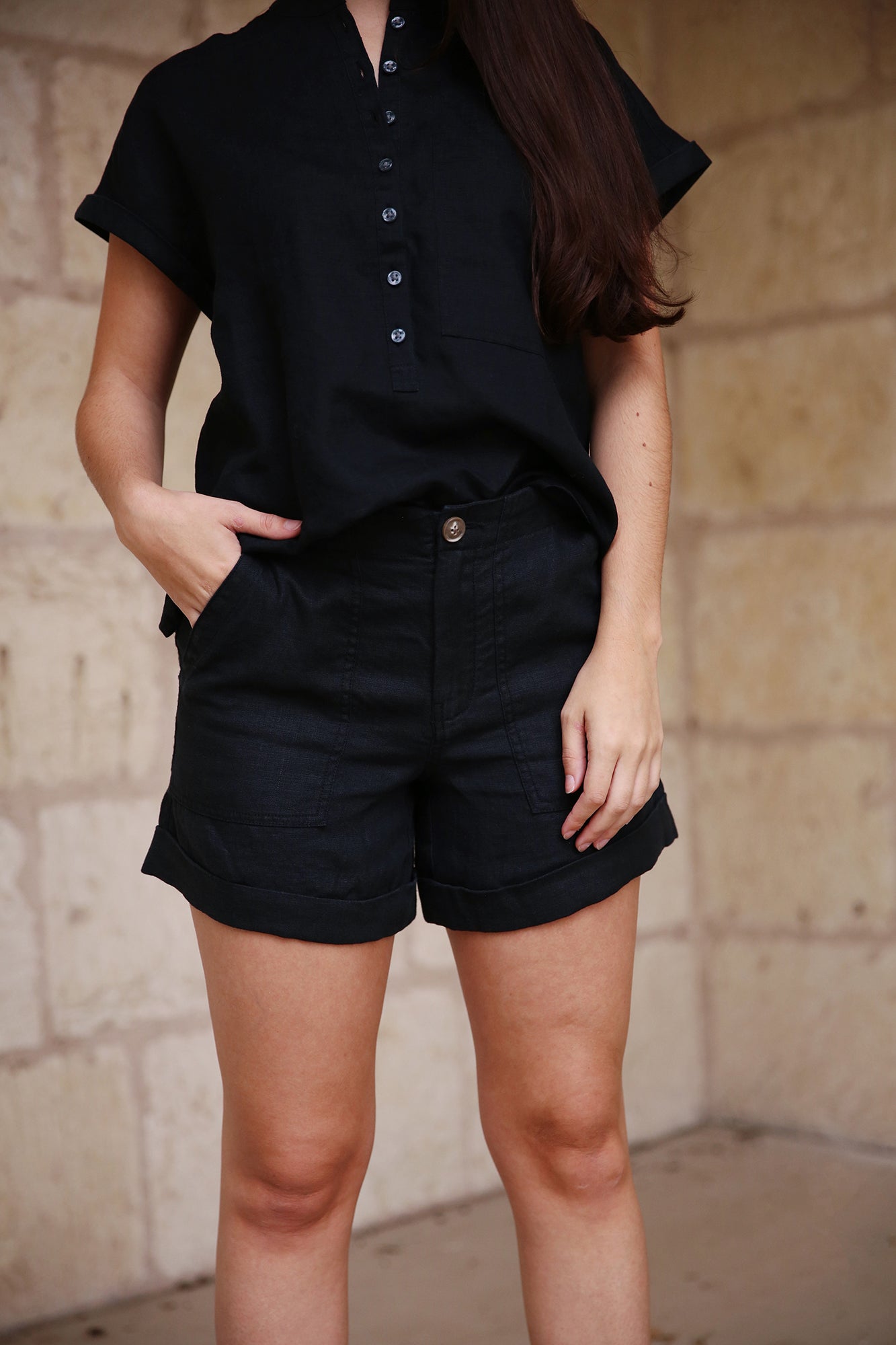 Palmer Linen Short Black
