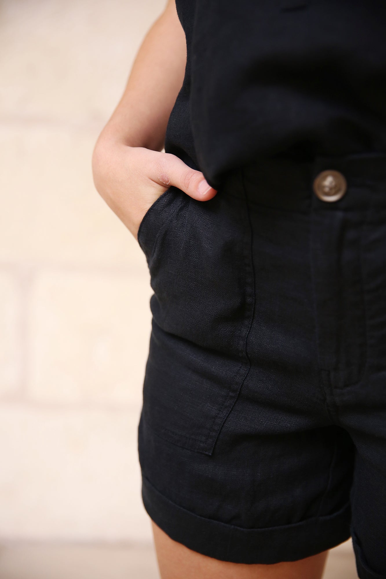 Palmer Linen Short Black