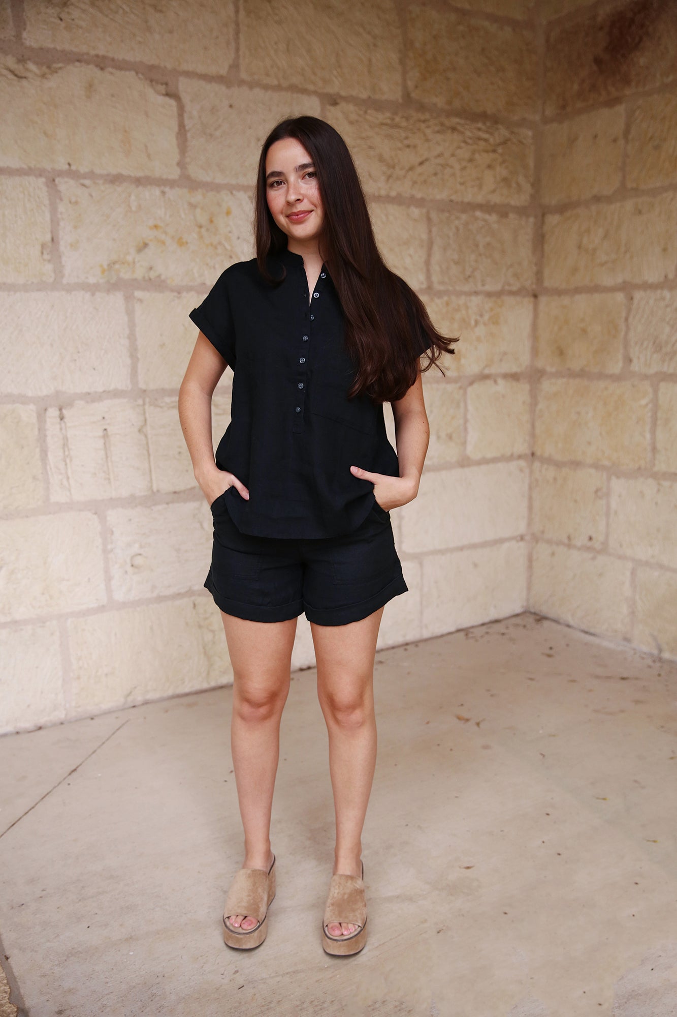 Palmer Linen Short Black