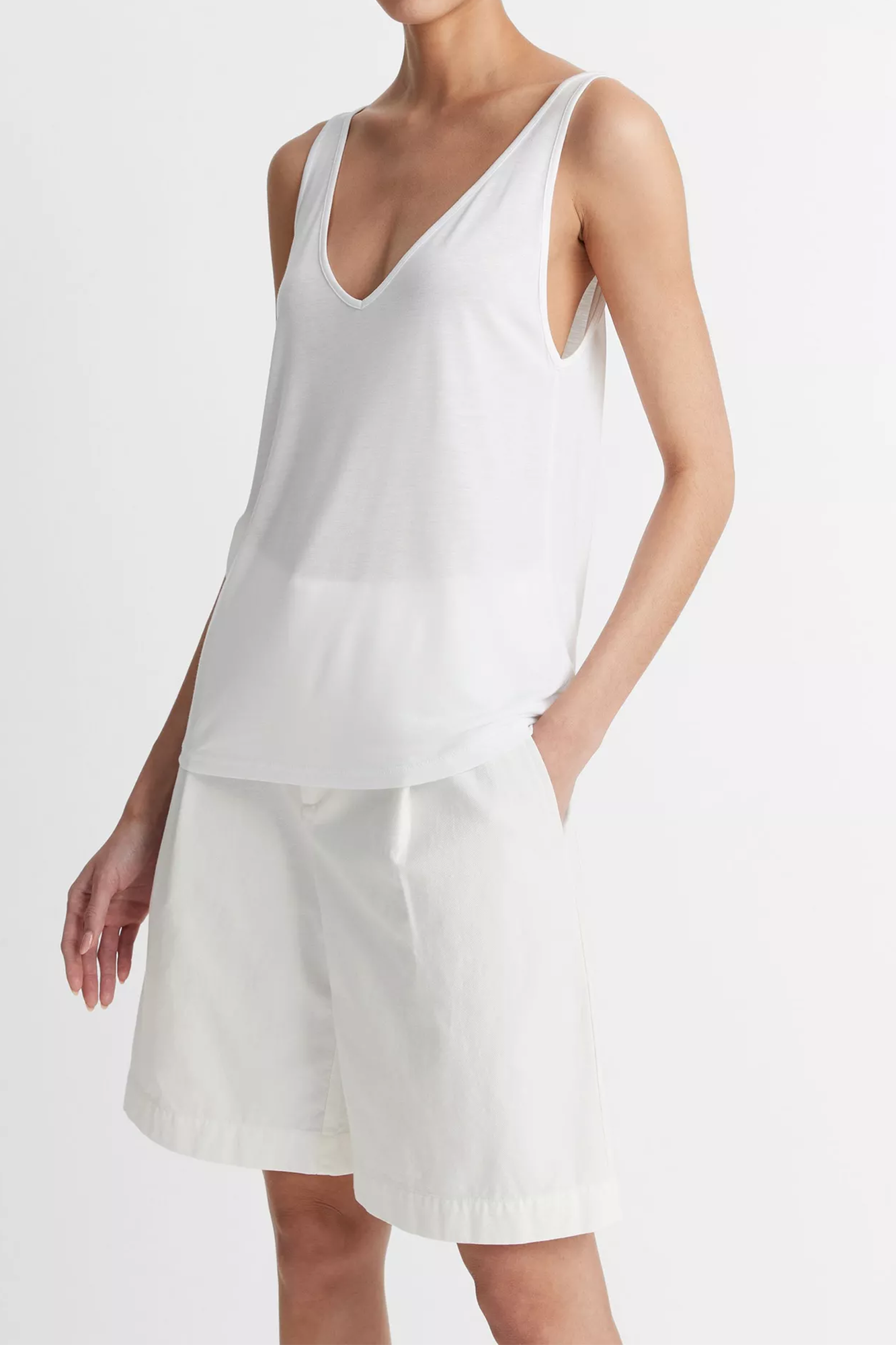 Relaxed V-Neck Tank Optic White