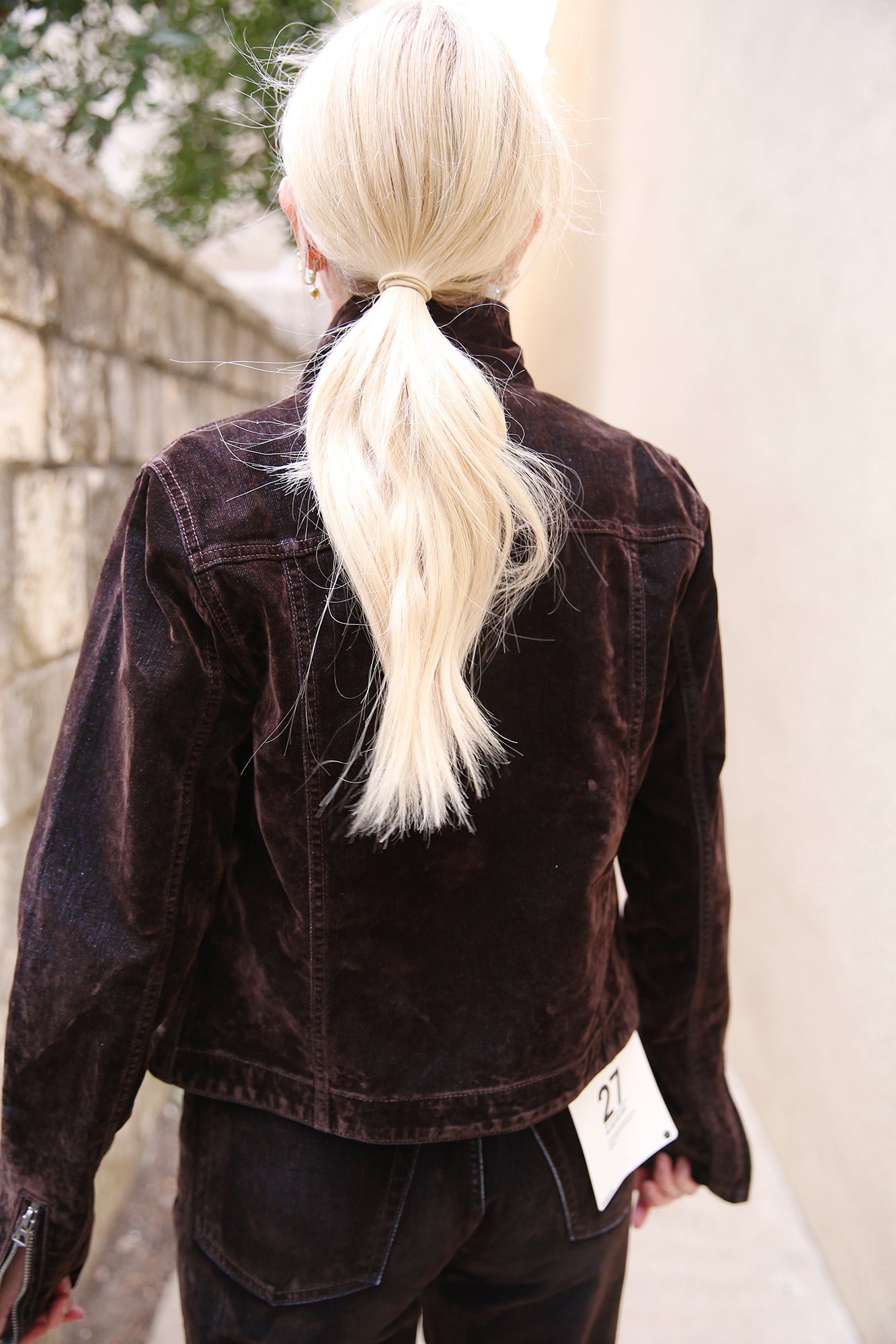 Slim Zip Jacket Brown Flocked