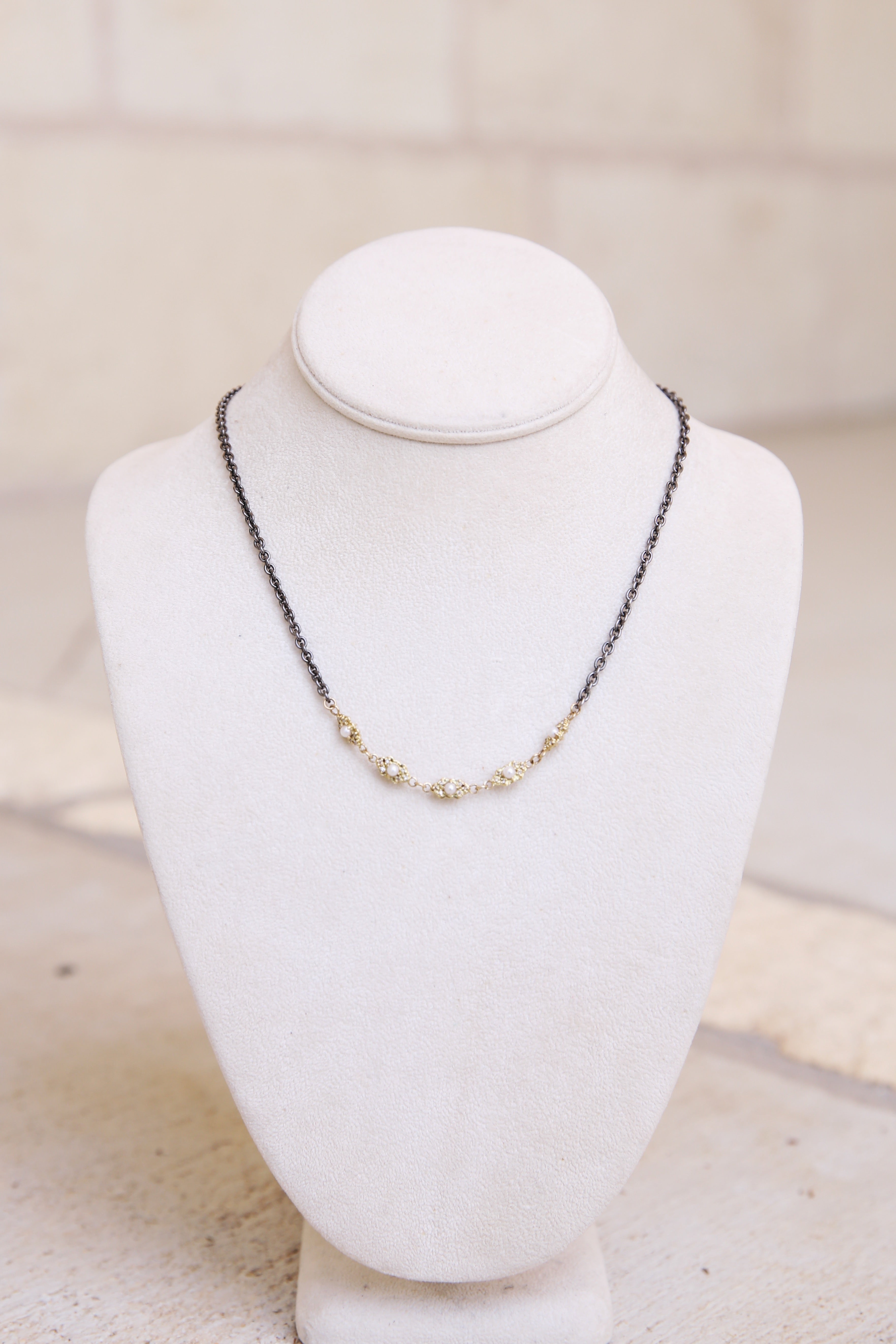 Scroll Stations Chain Link Necklace