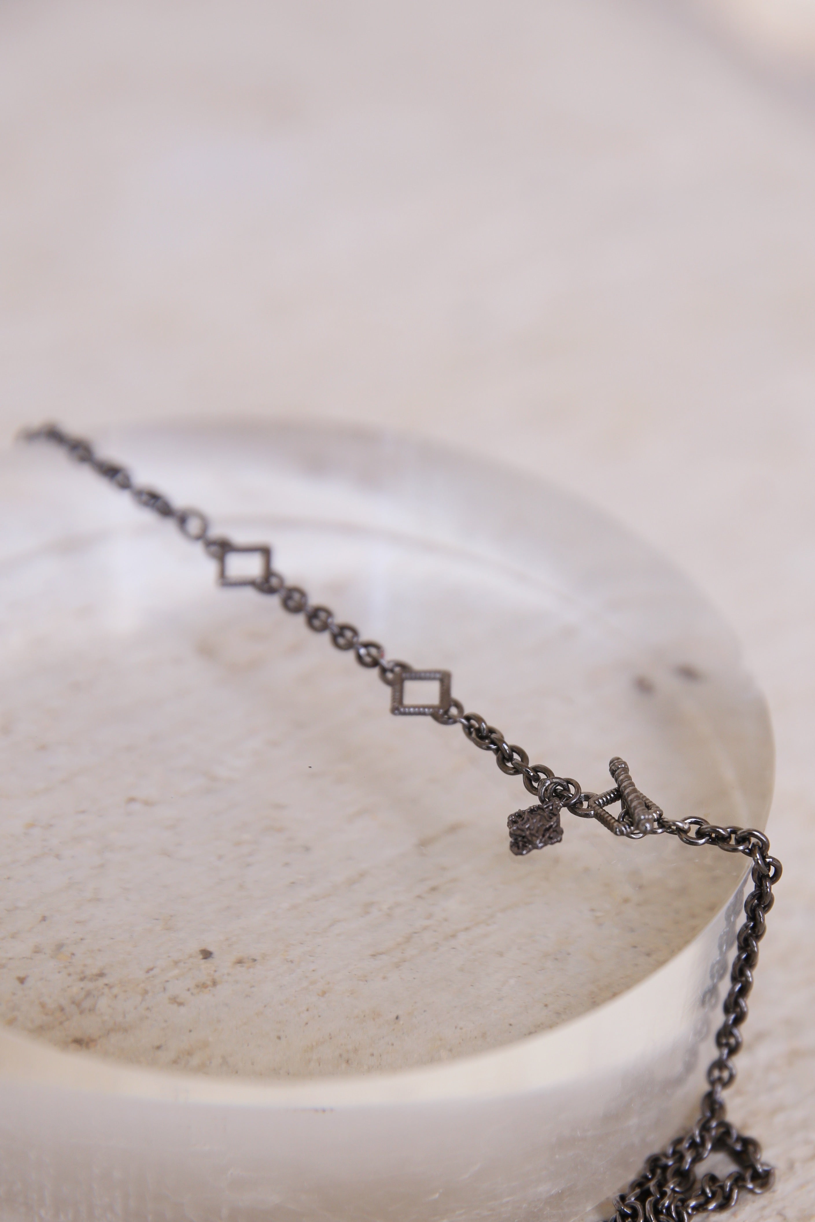 Scroll Stations Chain Link Necklace