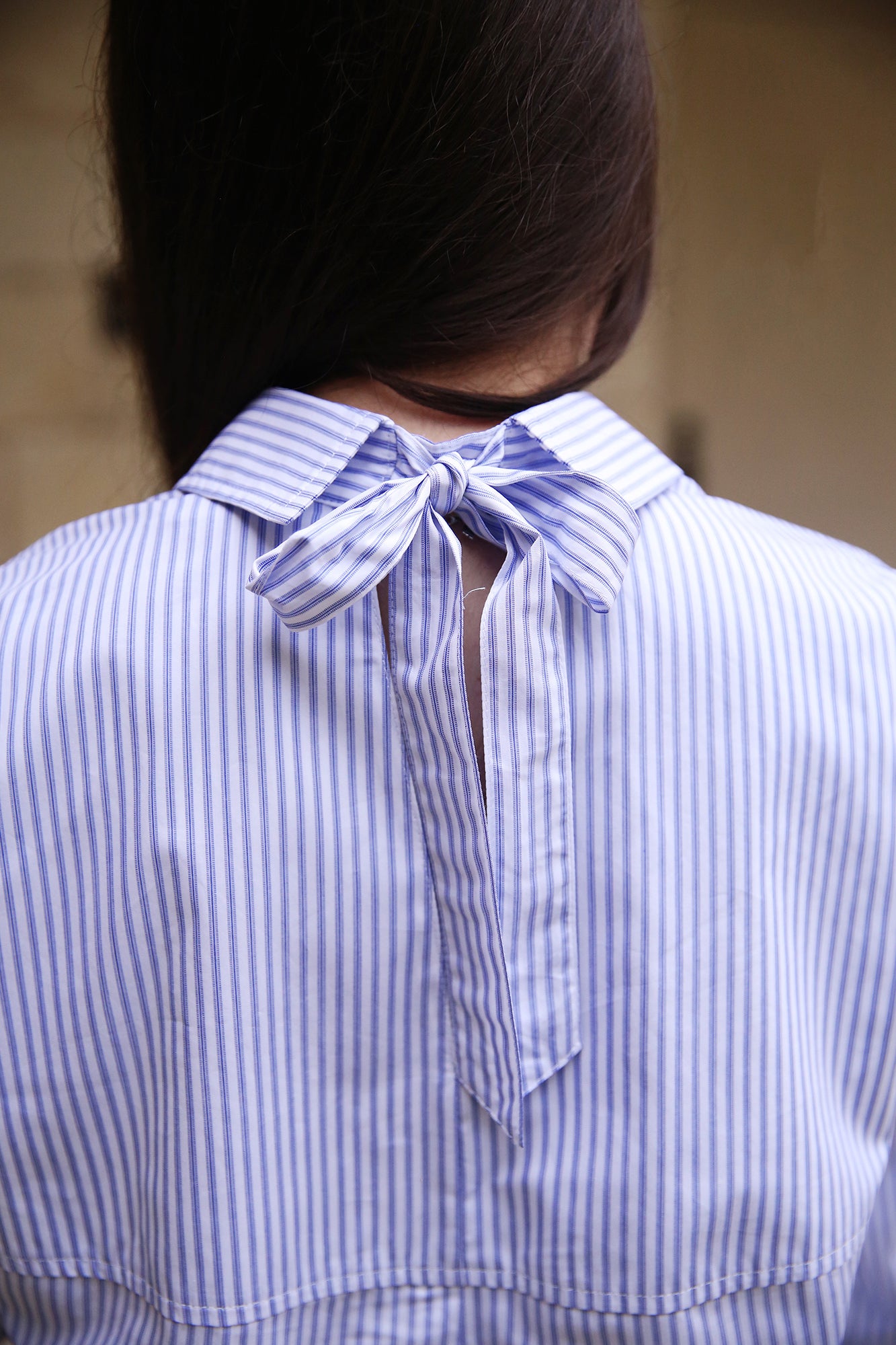 Sylvie Tie Back Shirt White/Blue Stripe + Plus