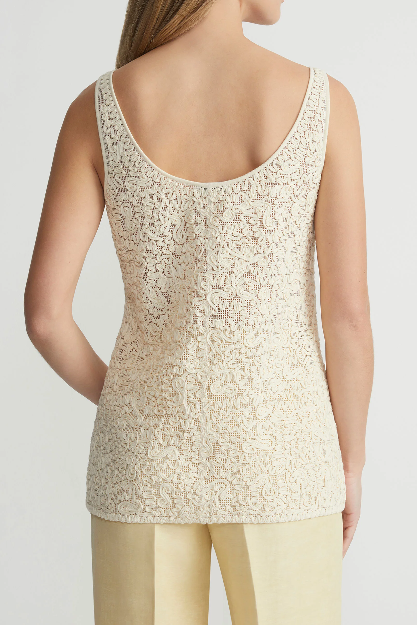 Soutache Embroidered Cotton Tank