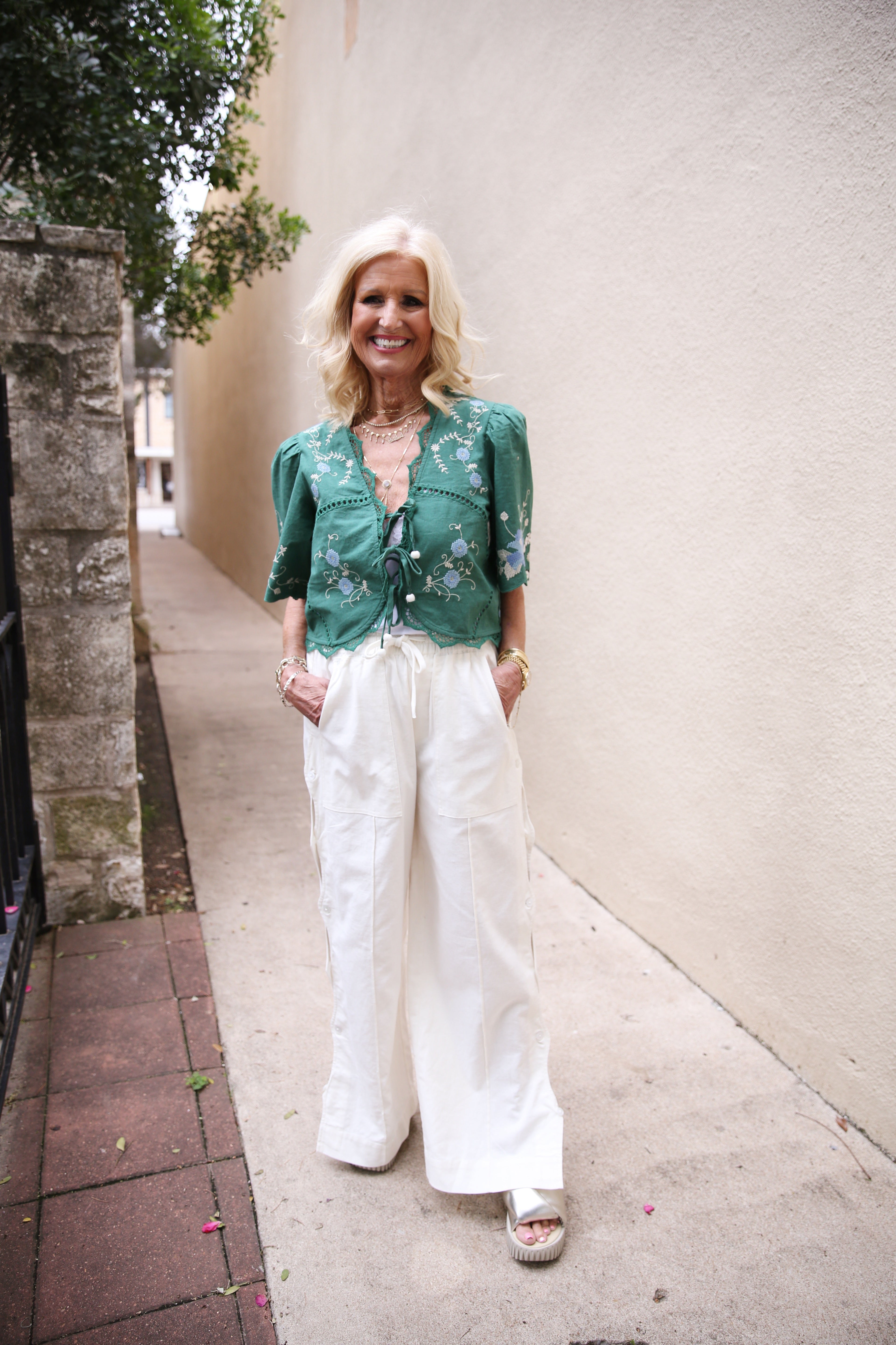 Vesna Embroidery Tie Front Top