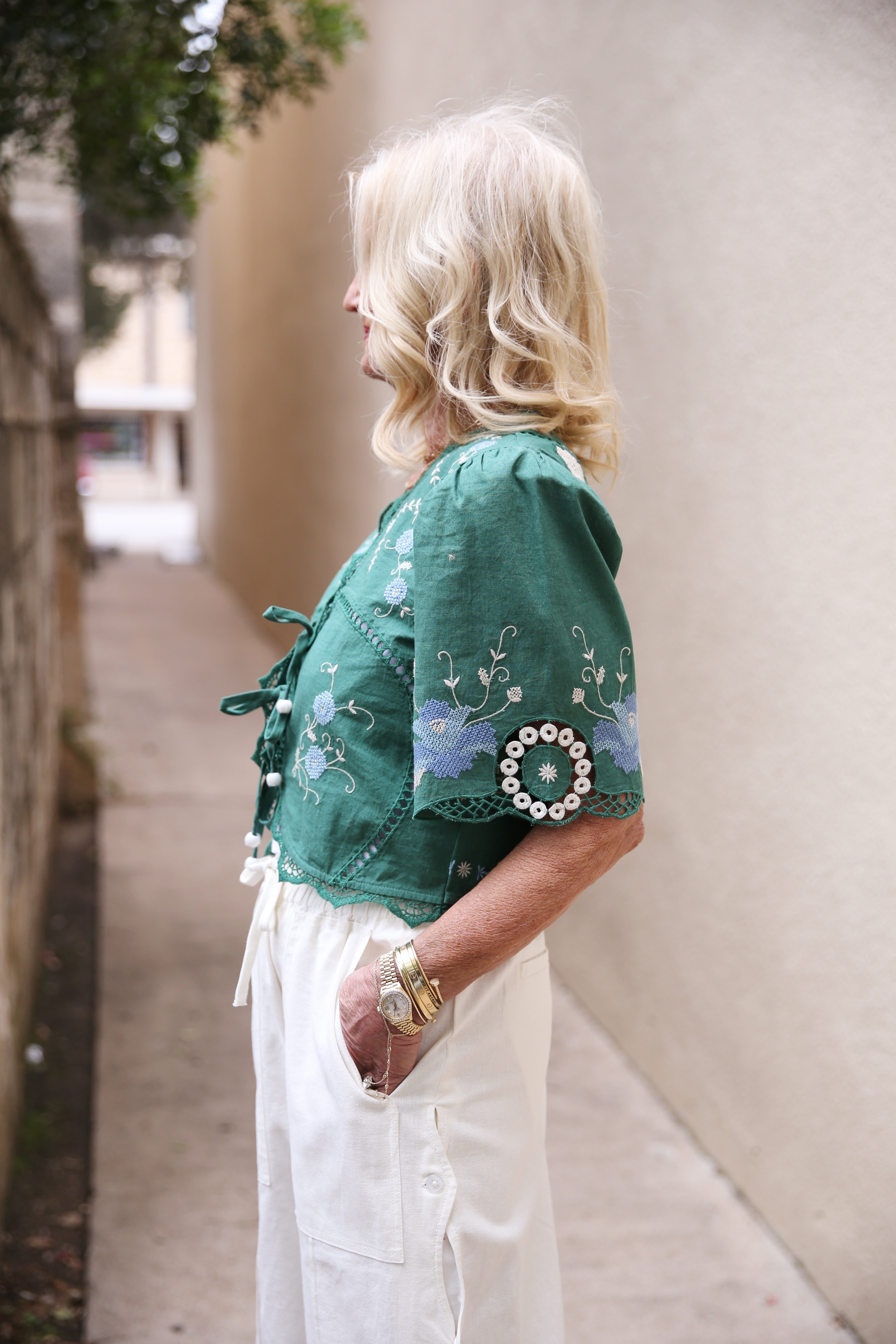 Vesna Embroidery Tie Front Top