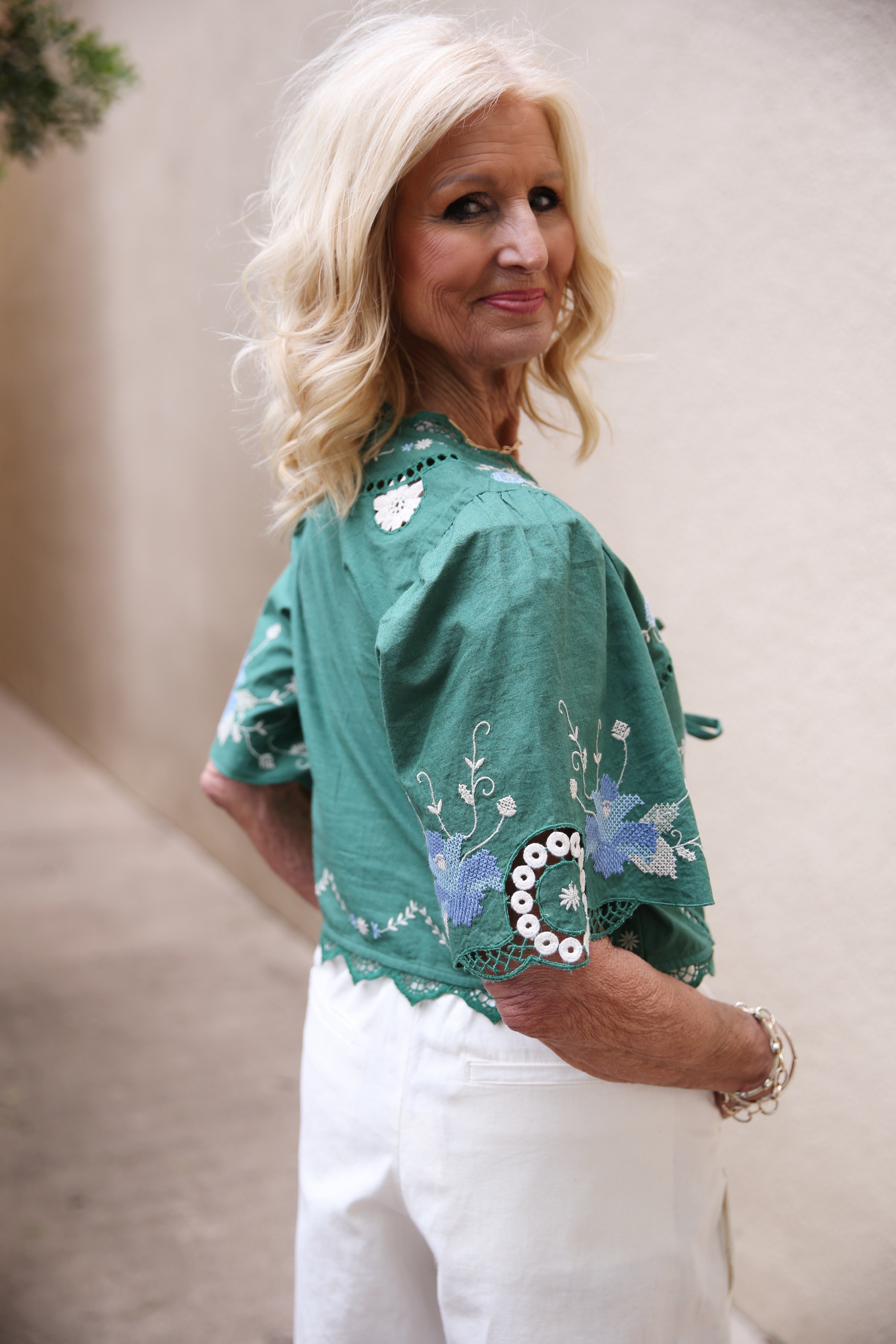 Vesna Embroidery Tie Front Top