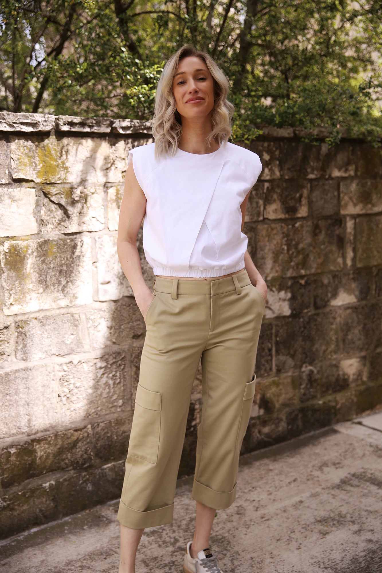 Sydney Crop Top Silky Poplin White