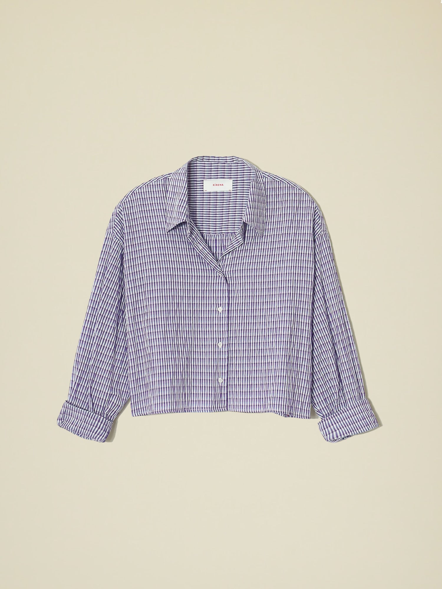 The Dawson Shirt from Xirena is designed with a unique crinkled cotton blend for added comfort and style.