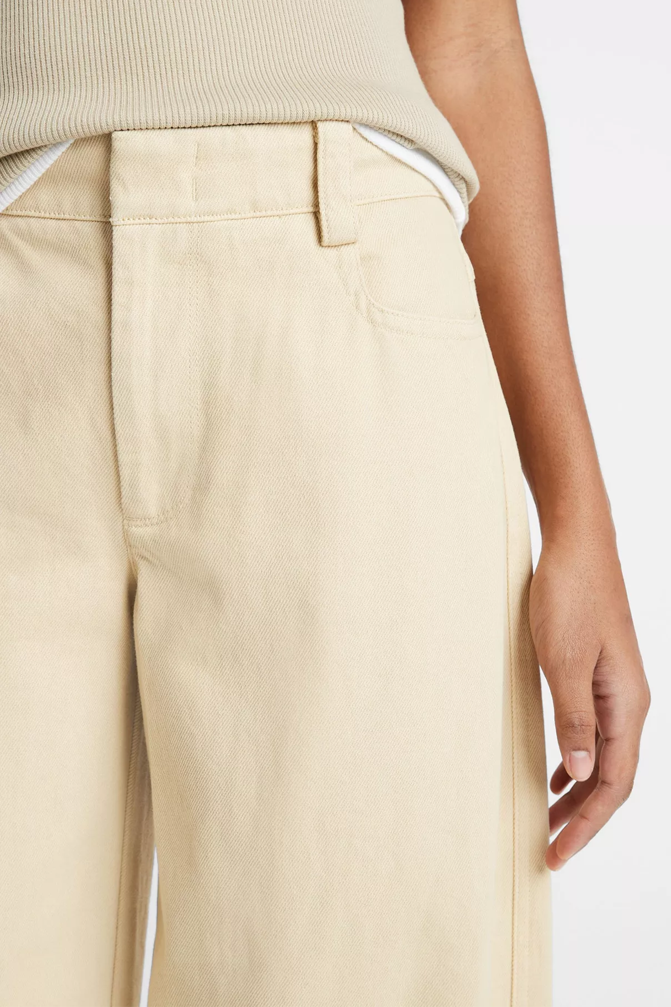 Washed Twill Wide Leg Pant