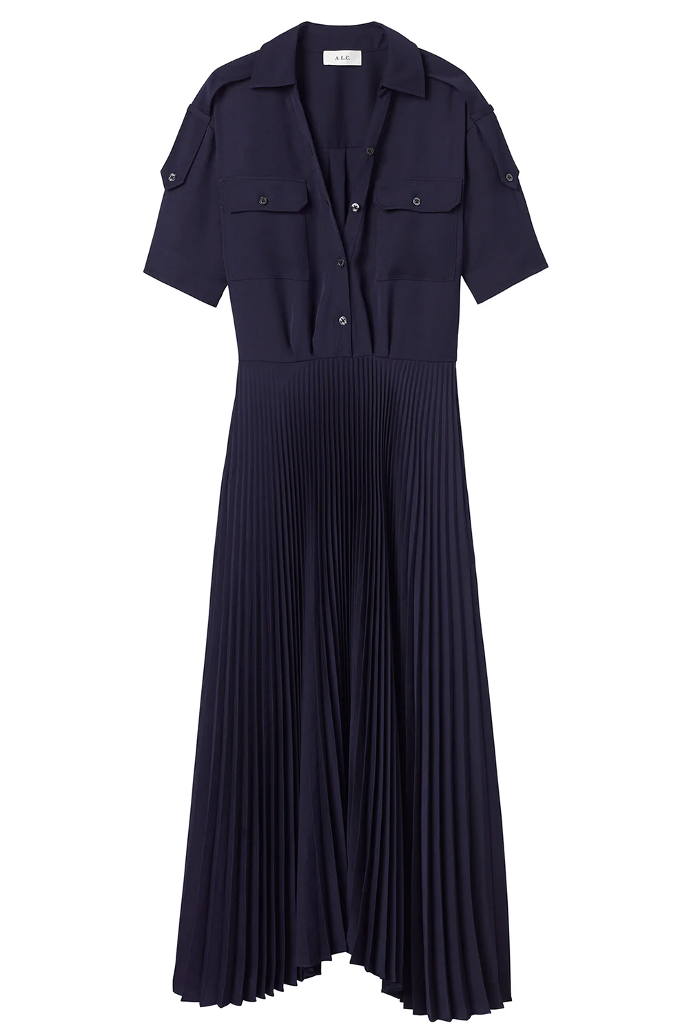 Liam Pleated Midi Dress Maritime Navy