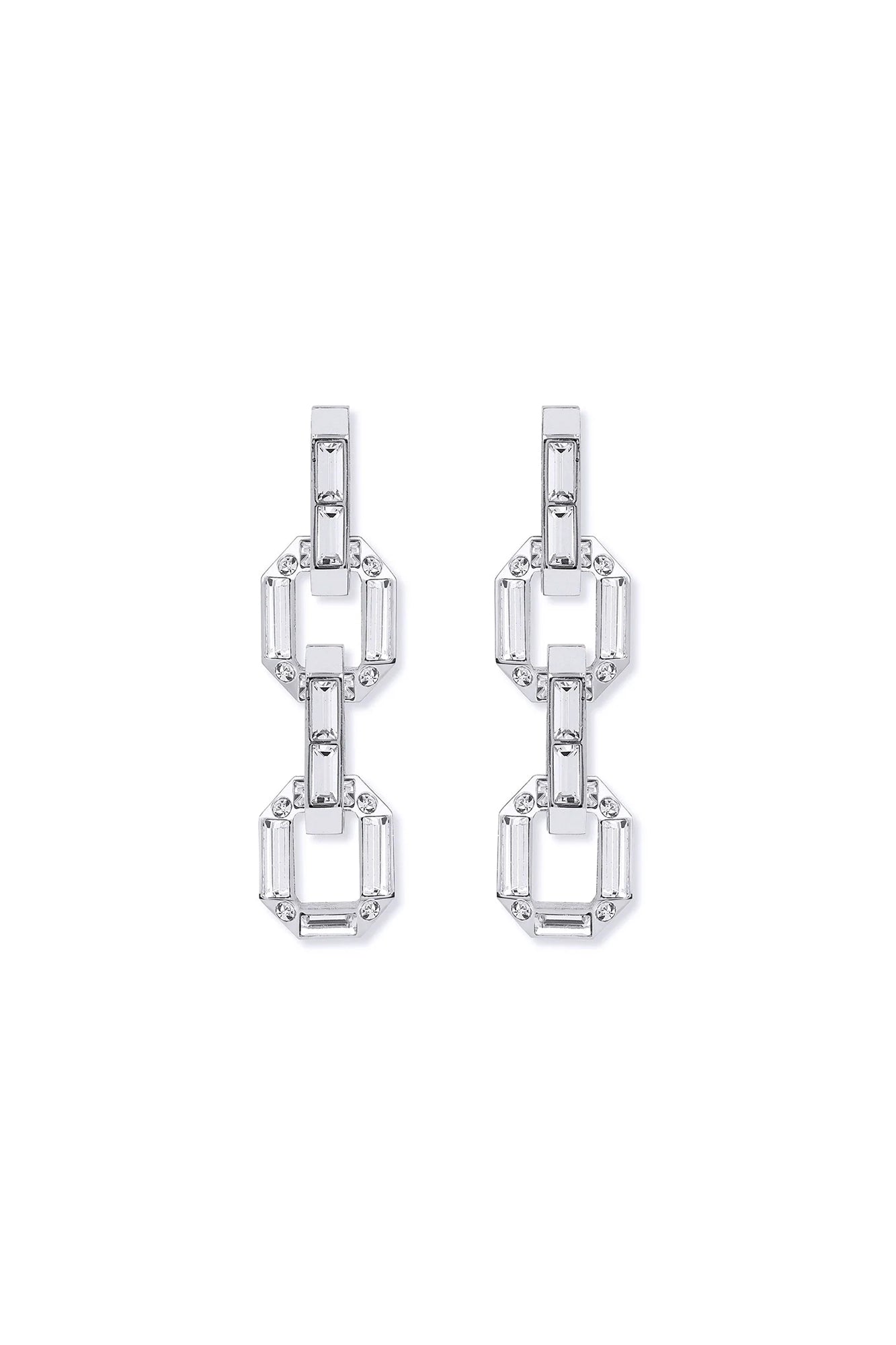 Rue de la Paix Link Long Silver Earrings