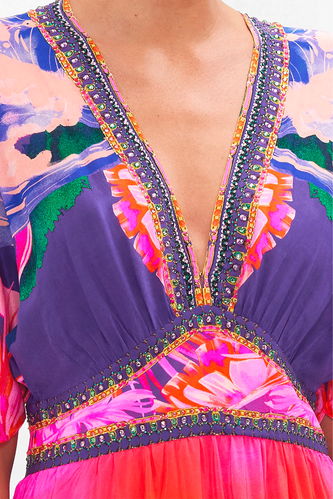 Waisted Dress with Hem Ruffle | Flight of the Flamingo