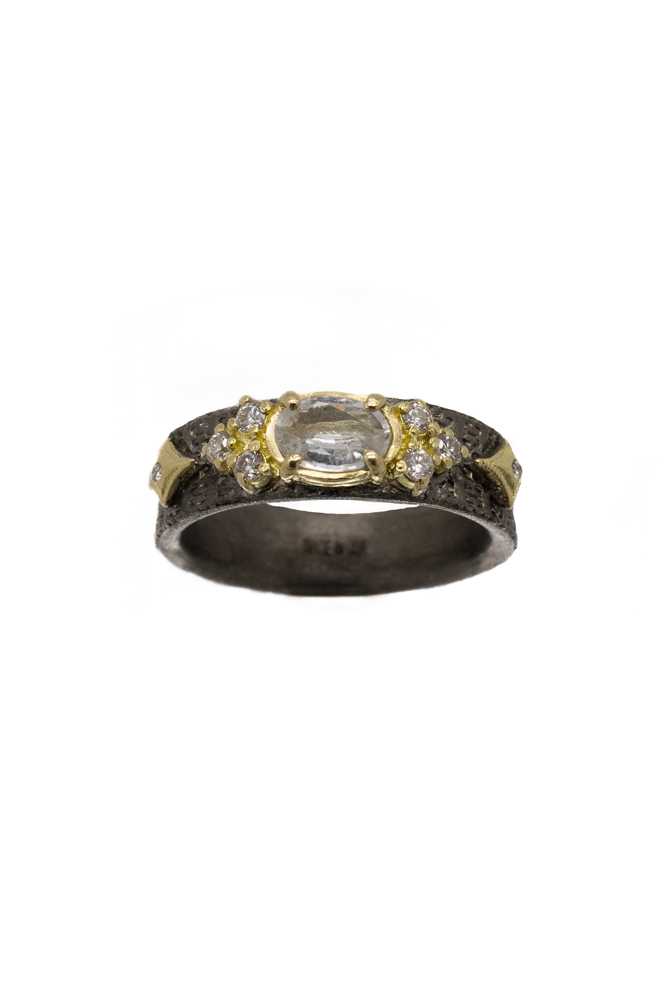 18K Yellow Gold & Grey Sterling Silver Ring