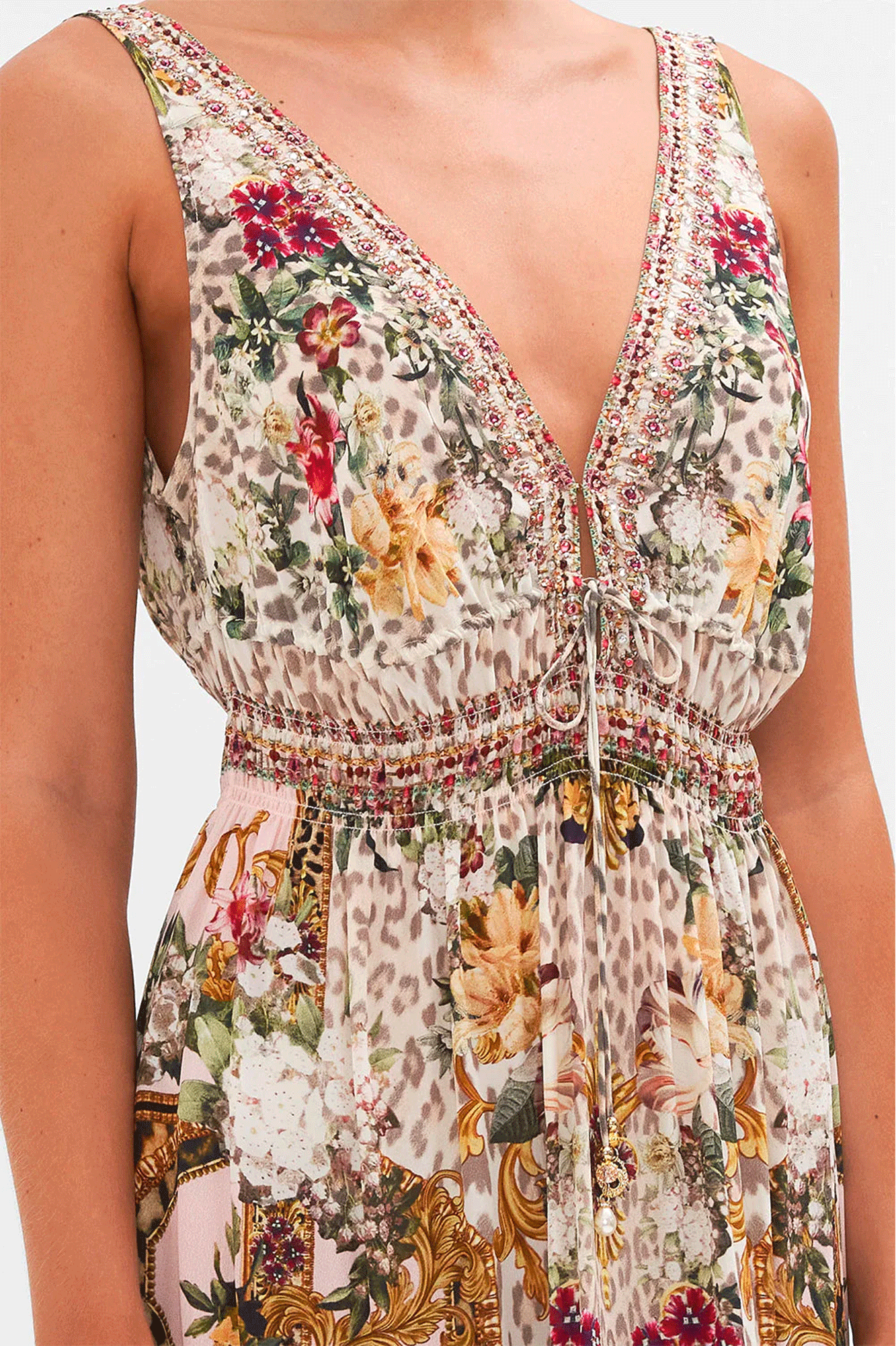 Shirred Waist Detail Long Dress