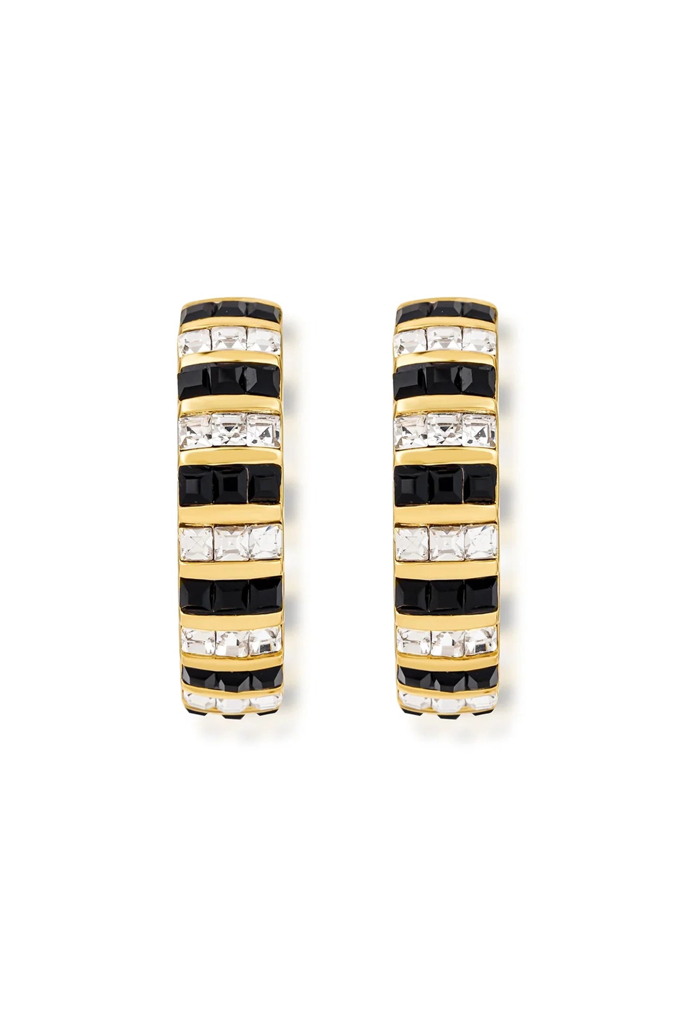 MARGARITA ON THE ROCKS Black & White Large Hoop Earrings