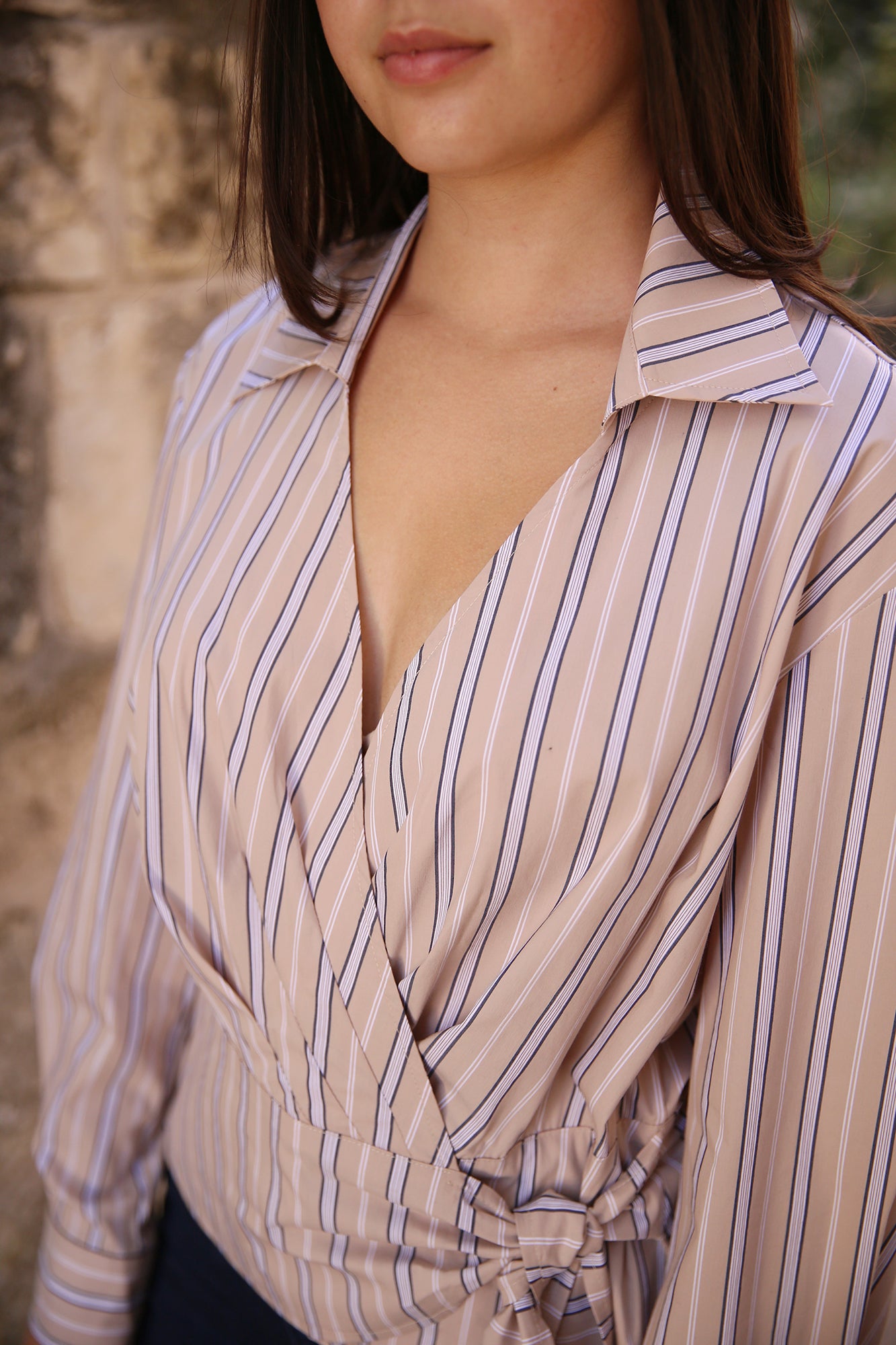 Avalon Shirt Café Au Lait Stripe Tan/Black/White