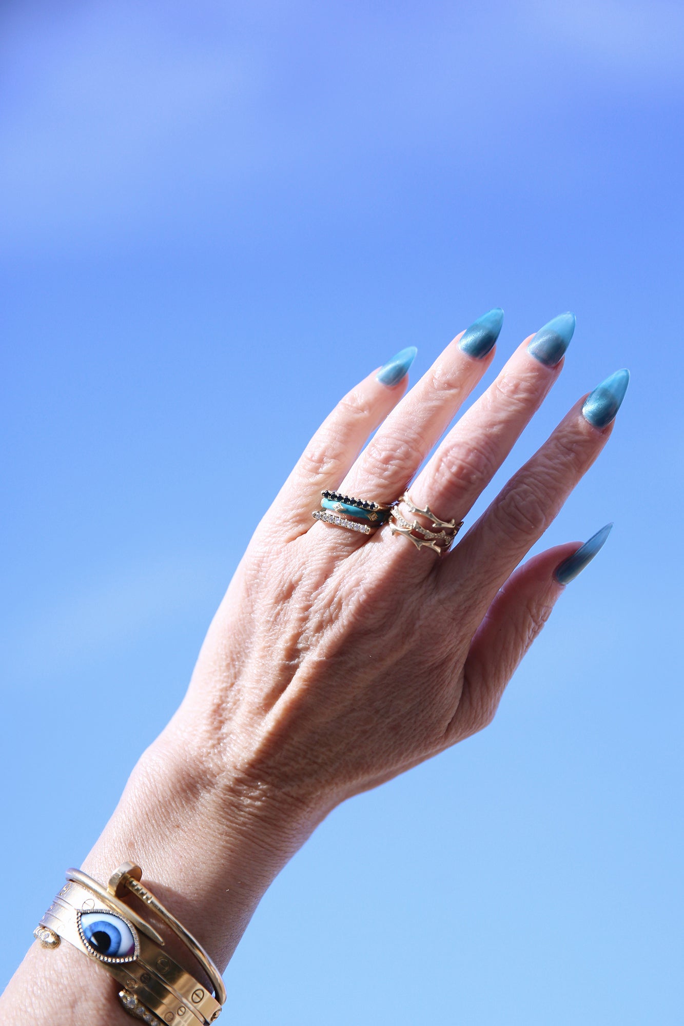 Turquoise Enamel Crivelli Stack Band Ring