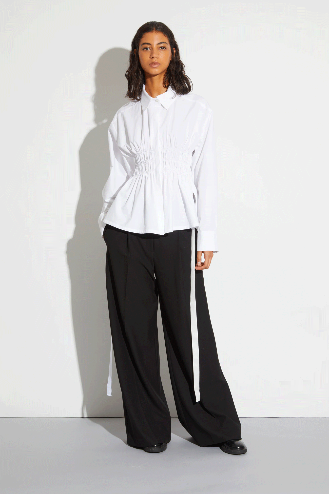 Yvonne Ruched Front Tie Blouse